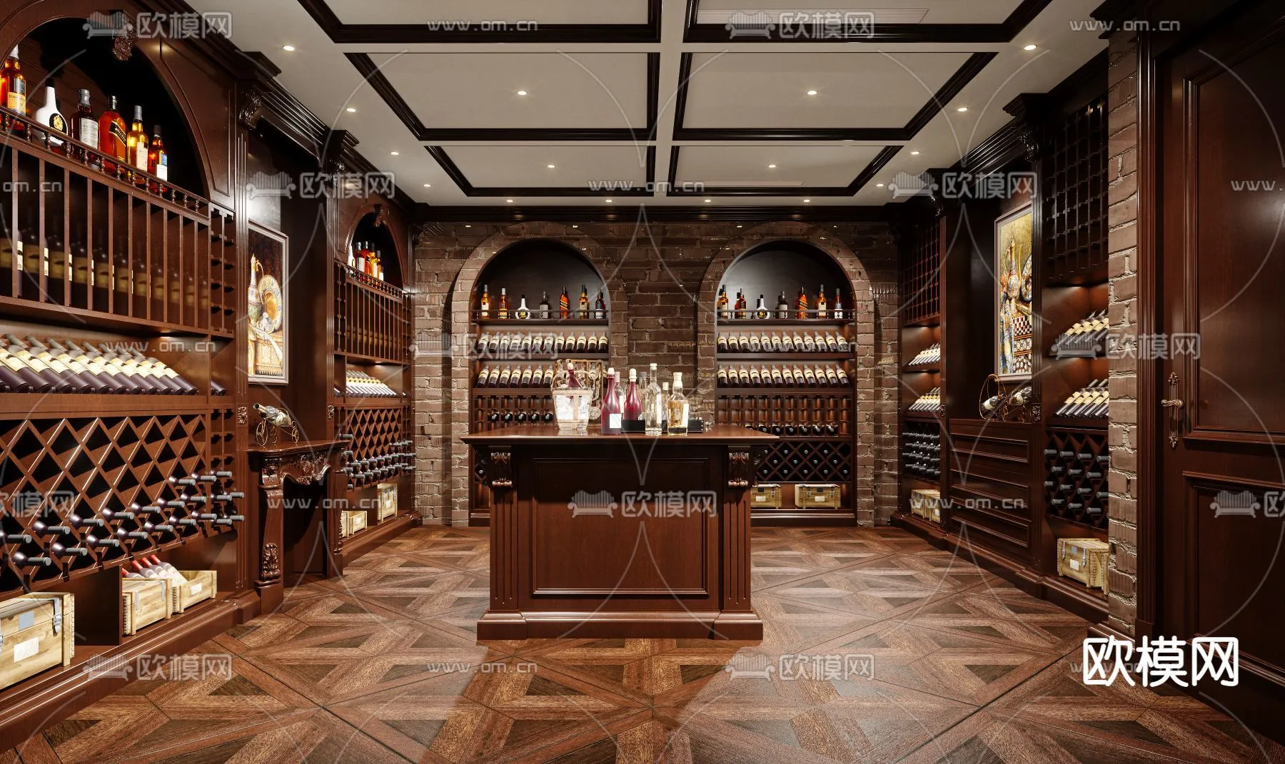 Wine Cellar 3D Model – Wine Cabinet – 029 – CORONA Render