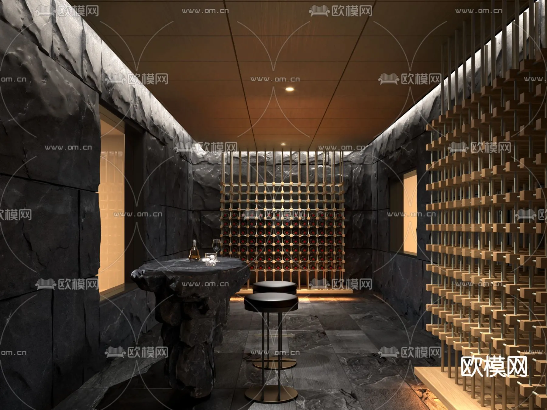 Wine Cellar 3D Model – Wine Cabinet – 031 – VRAY Render
