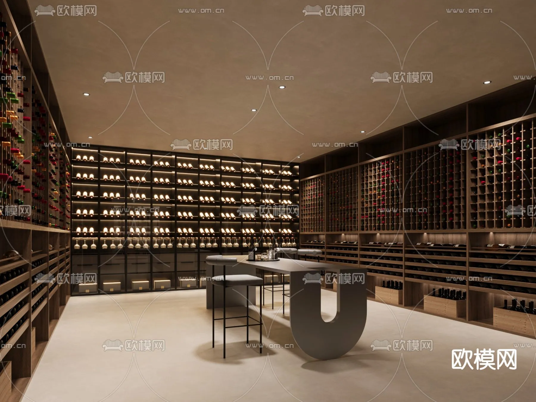 Wine Cellar 3D Model – Wine Cabinet – 032 – CORONA Render