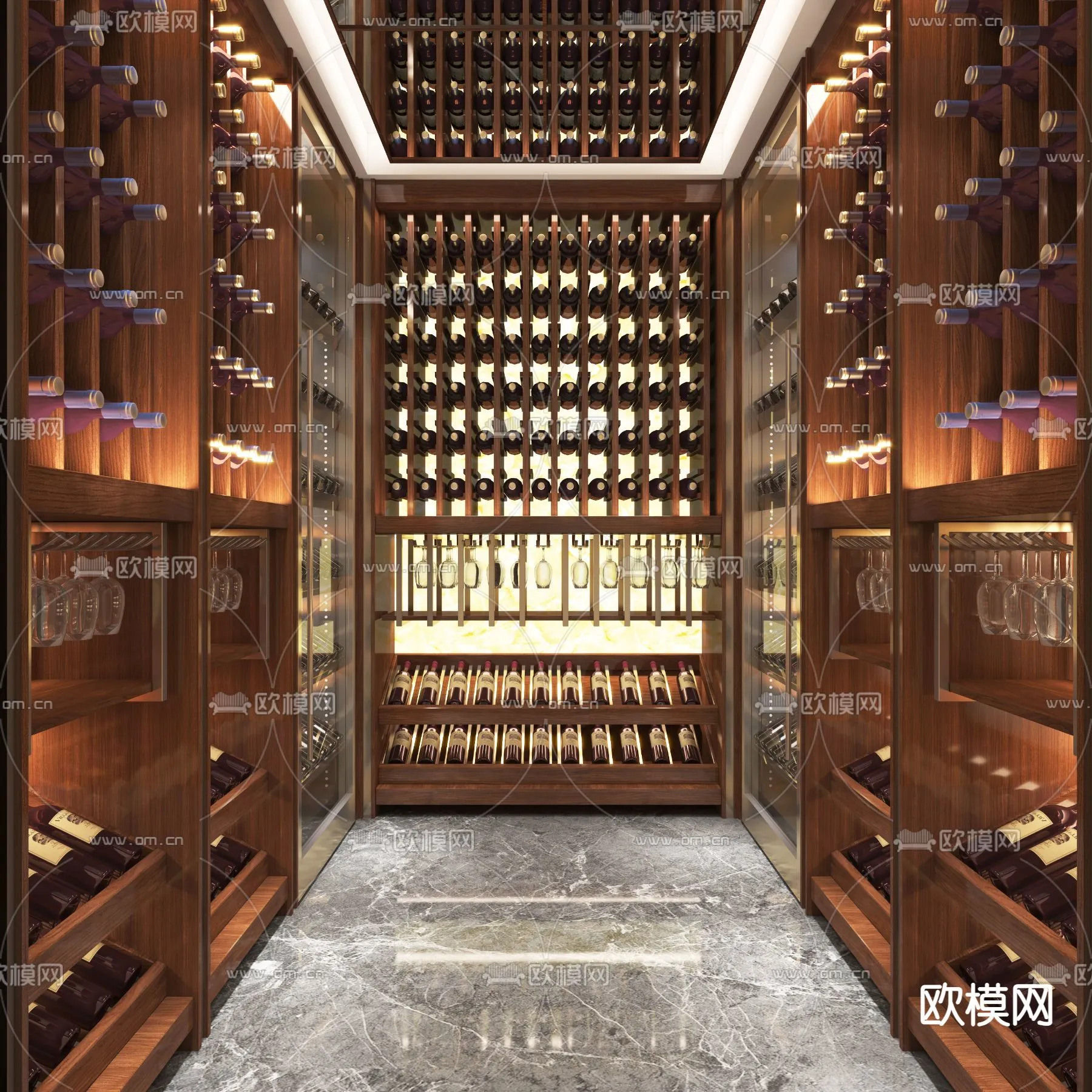 Wine Cellar 3D Model – Wine Cabinet – 035 – VRAY Render