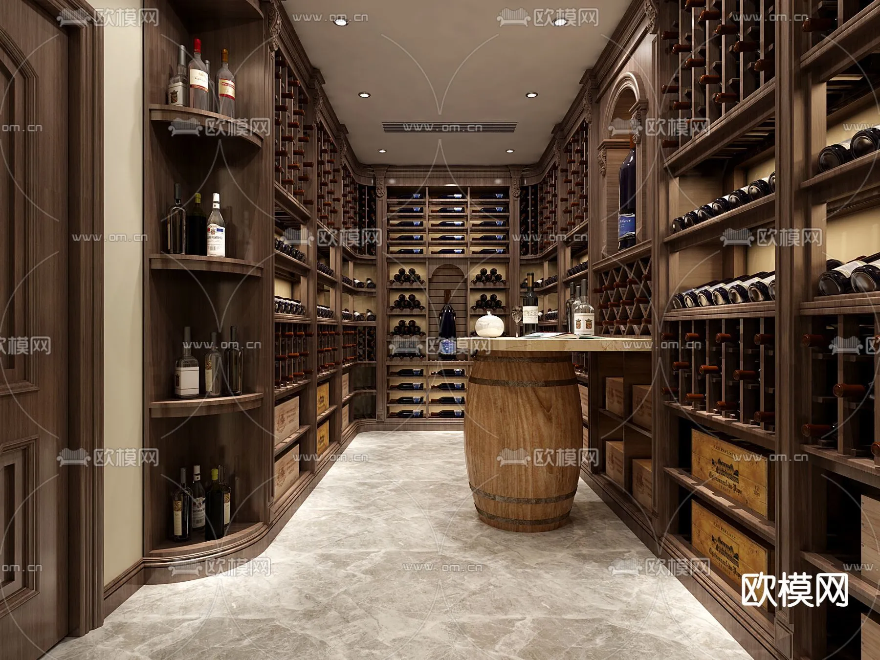 Wine Cellar 3D Model – Wine Cabinet – 036 – VRAY Render