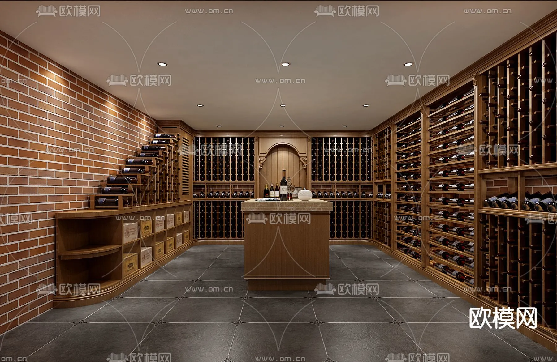 Wine Cellar 3D Model – Wine Cabinet – 037 – VRAY Render