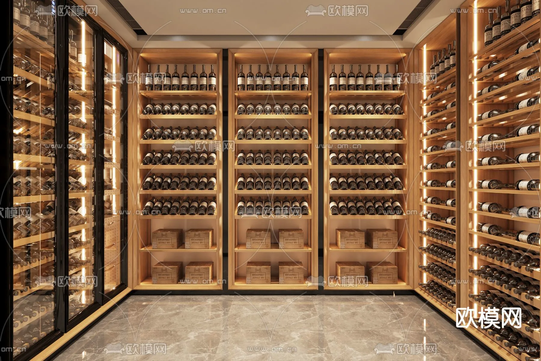 Wine Cellar 3D Model – Wine Cabinet – 038 – VRAY Render