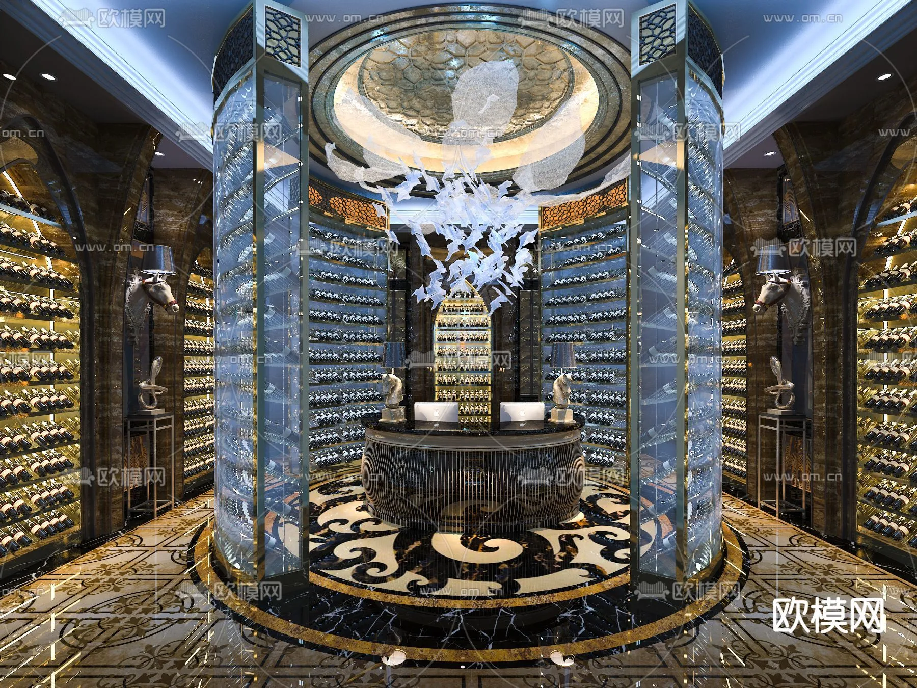 Wine Cellar 3D Model – Wine Cabinet – 040 – VRAY Render