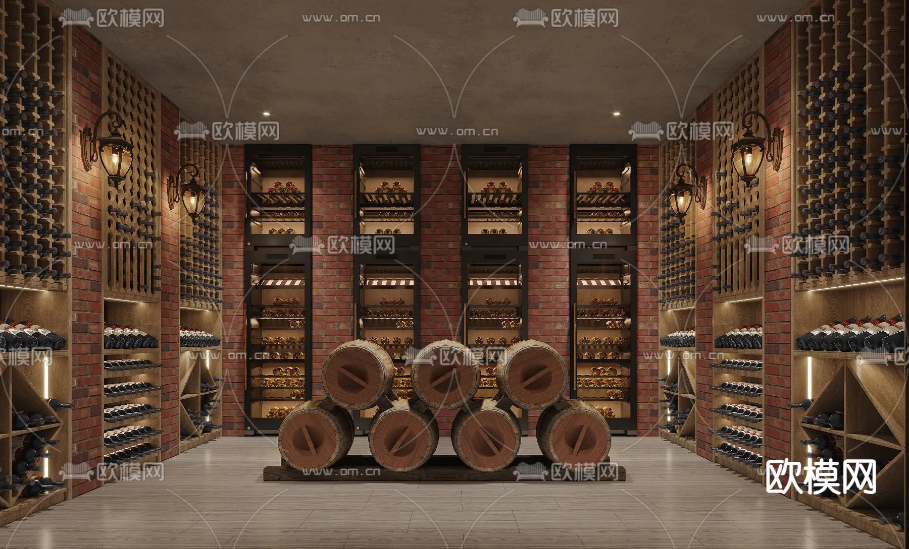 Wine Cellar 3D Model – Wine Cabinet – 041 – CORONA Render