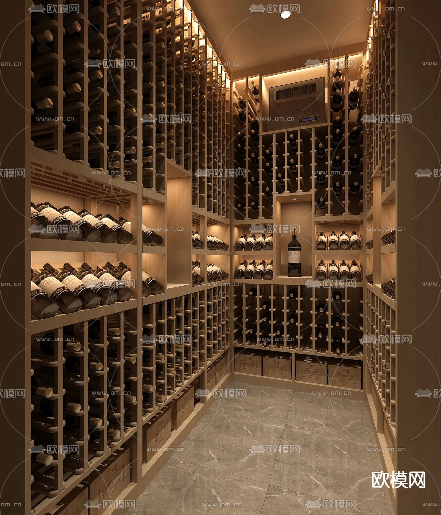 Wine Cellar 3D Model – Wine Cabinet – 042 – VRAY Render