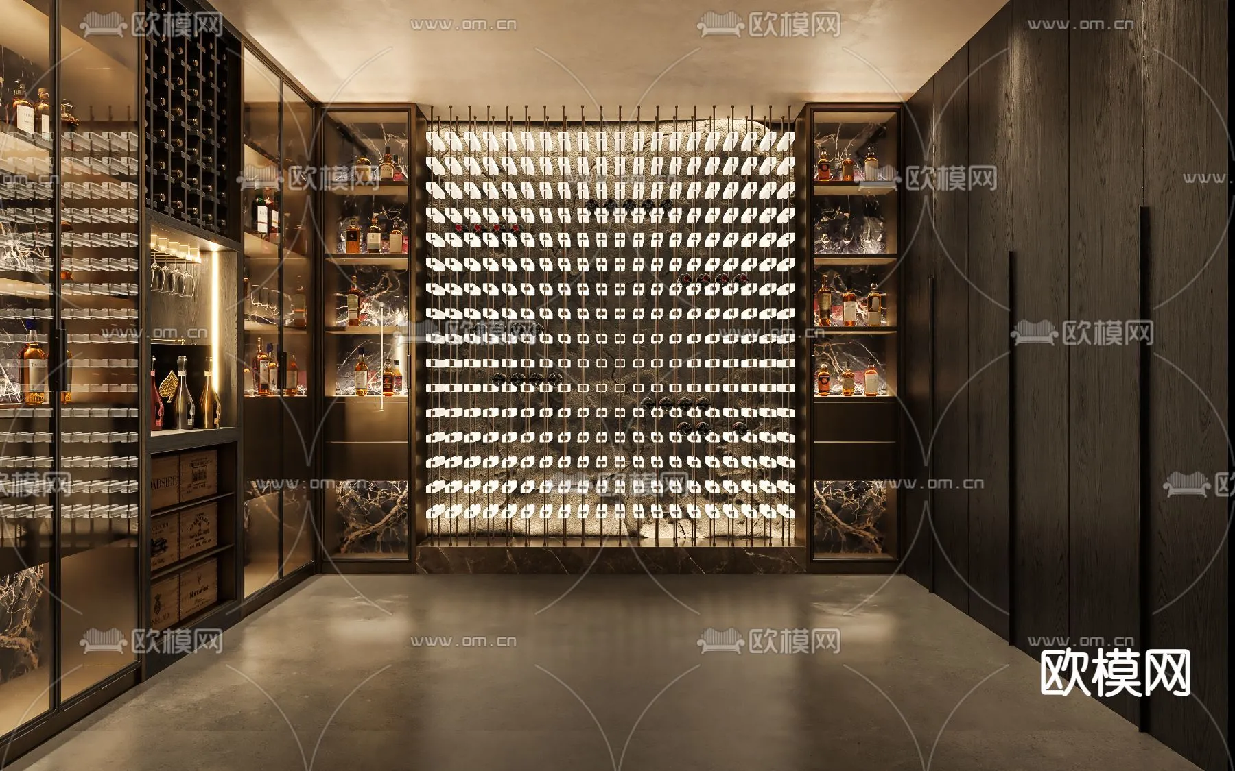 Wine Cellar 3D Model – Wine Cabinet – 043 – VRAY Render