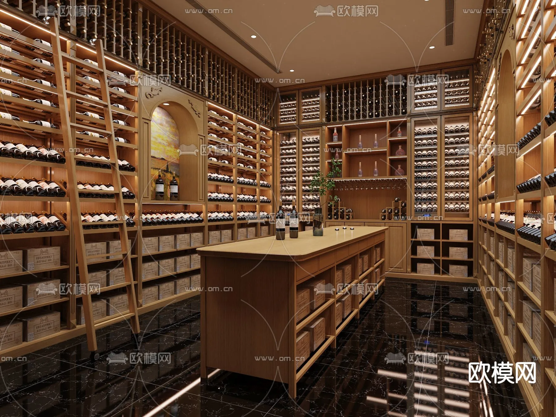 Wine Cellar 3D Model – Wine Cabinet – 044 – VRAY Render
