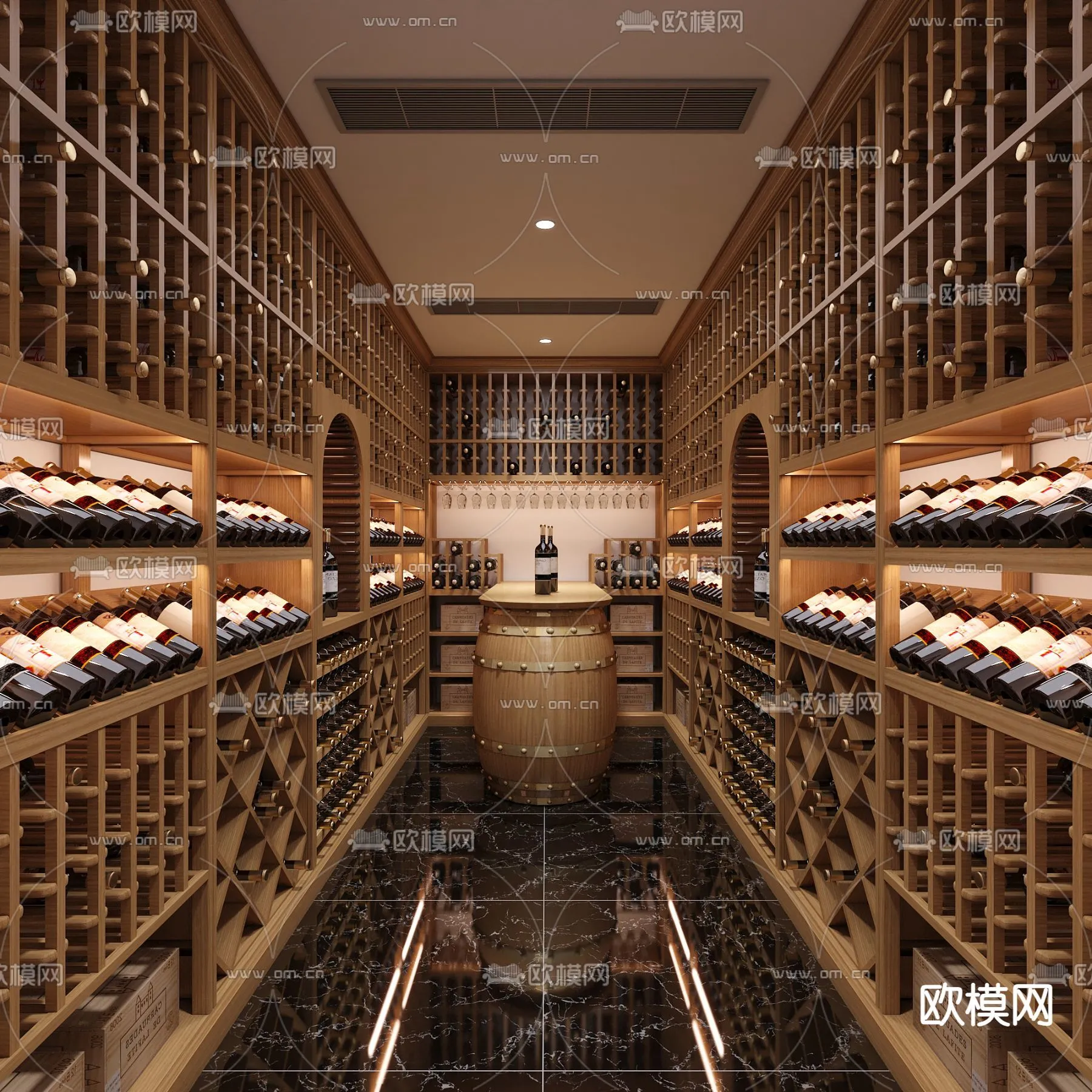 Wine Cellar 3D Model – Wine Cabinet – 045 – VRAY Render