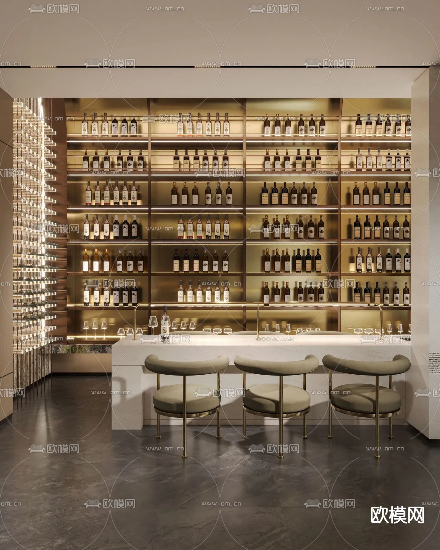 Wine Cellar 3D Model – Wine Cabinet – 047 – CORONA Render