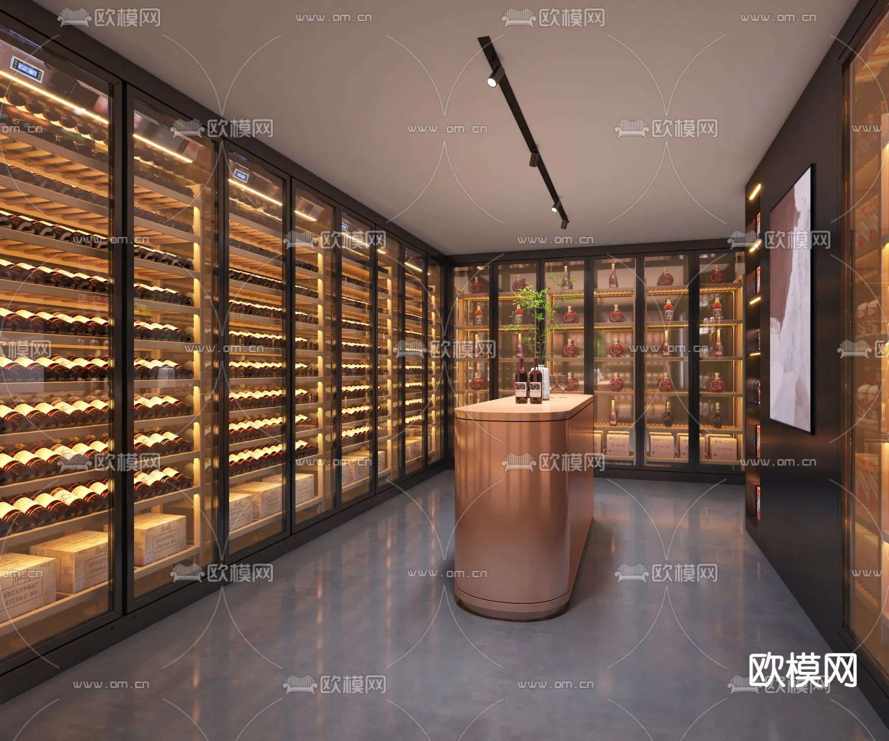 Wine Cellar 3D Model – Wine Cabinet – 050 – VRAY Render