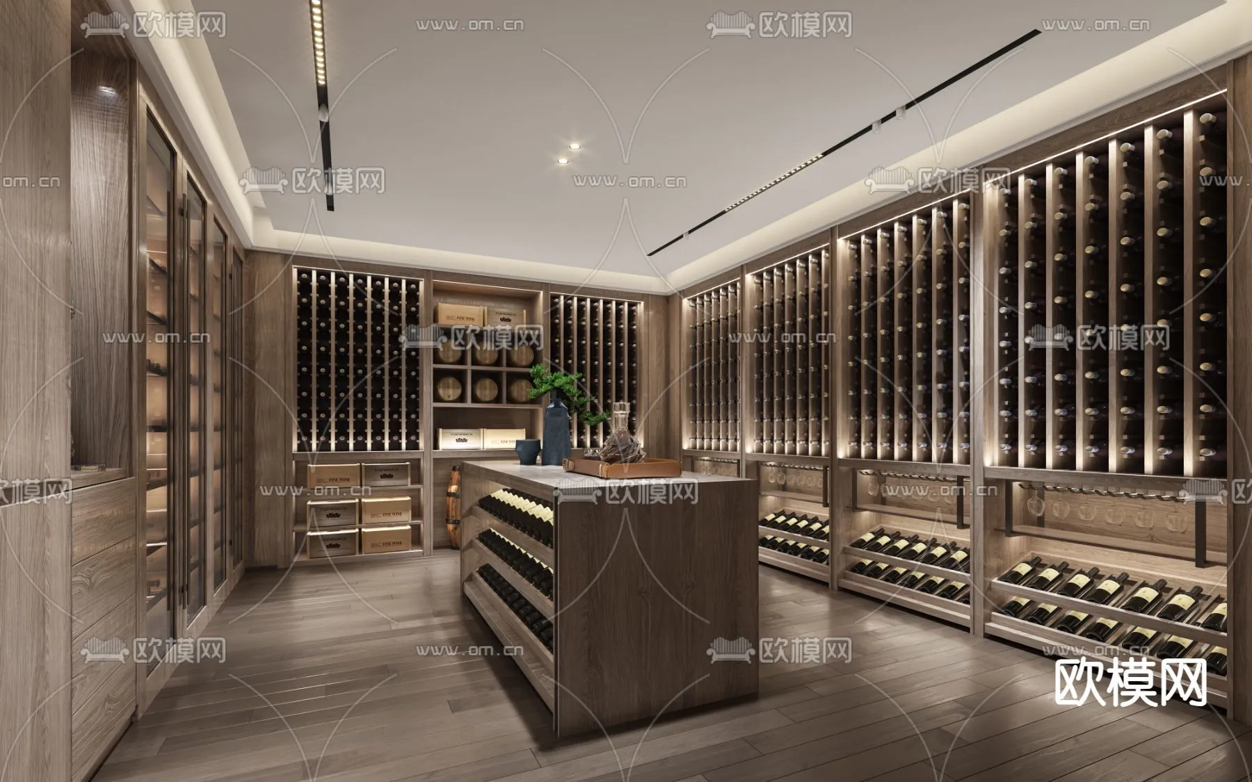 Wine Cellar 3D Model – Wine Cabinet – 051 – VRAY Render
