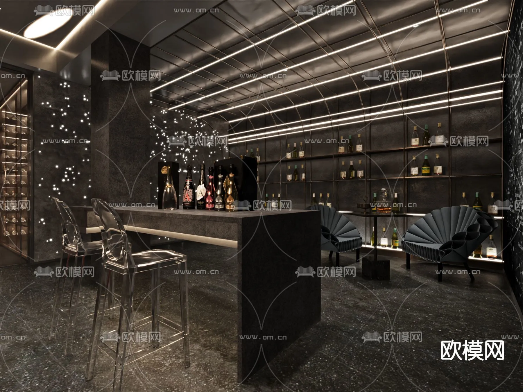 Wine Cellar 3D Model – Wine Cabinet – 052 – CORONA Render