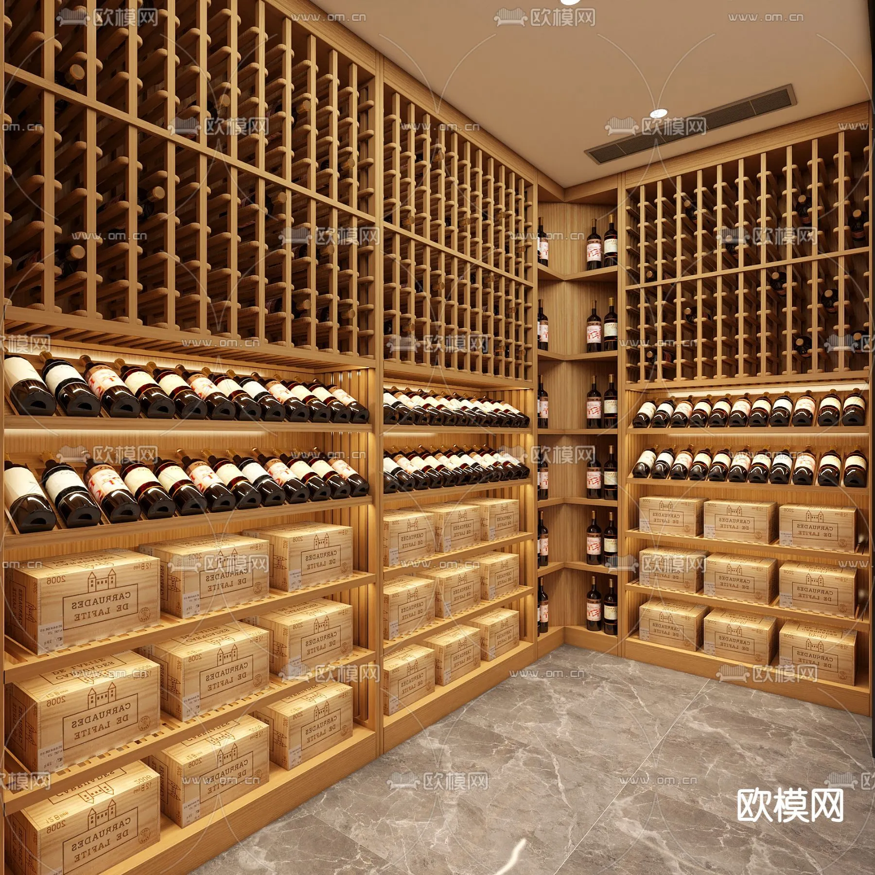 Wine Cellar 3D Model – Wine Cabinet – 053 – VRAY Render