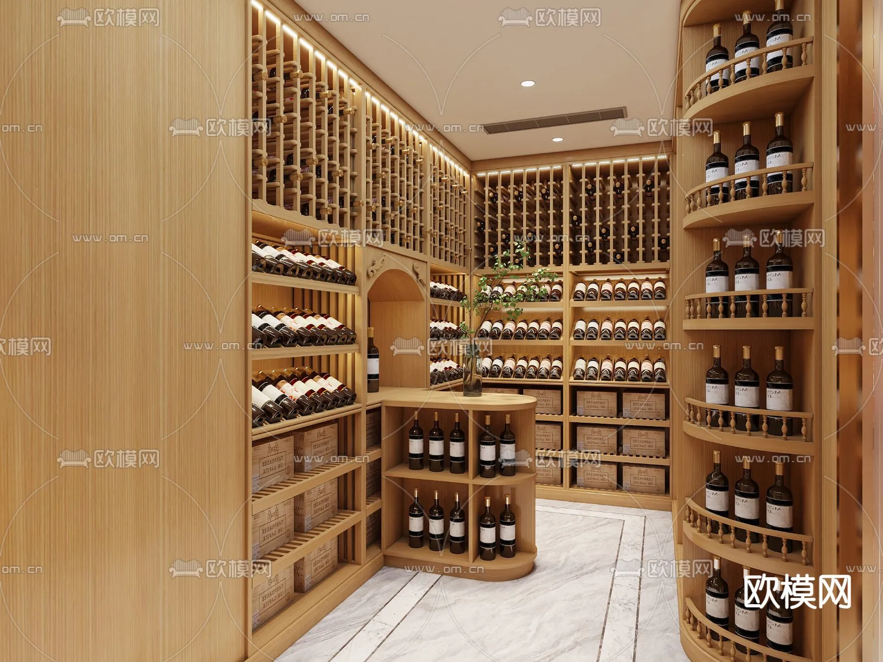 Wine Cellar 3D Model – Wine Cabinet – 054 – VRAY Render