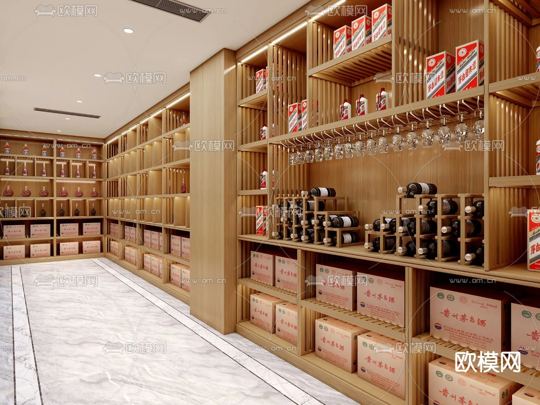 Wine Cellar 3D Model – Wine Cabinet – 055 – VRAY Render