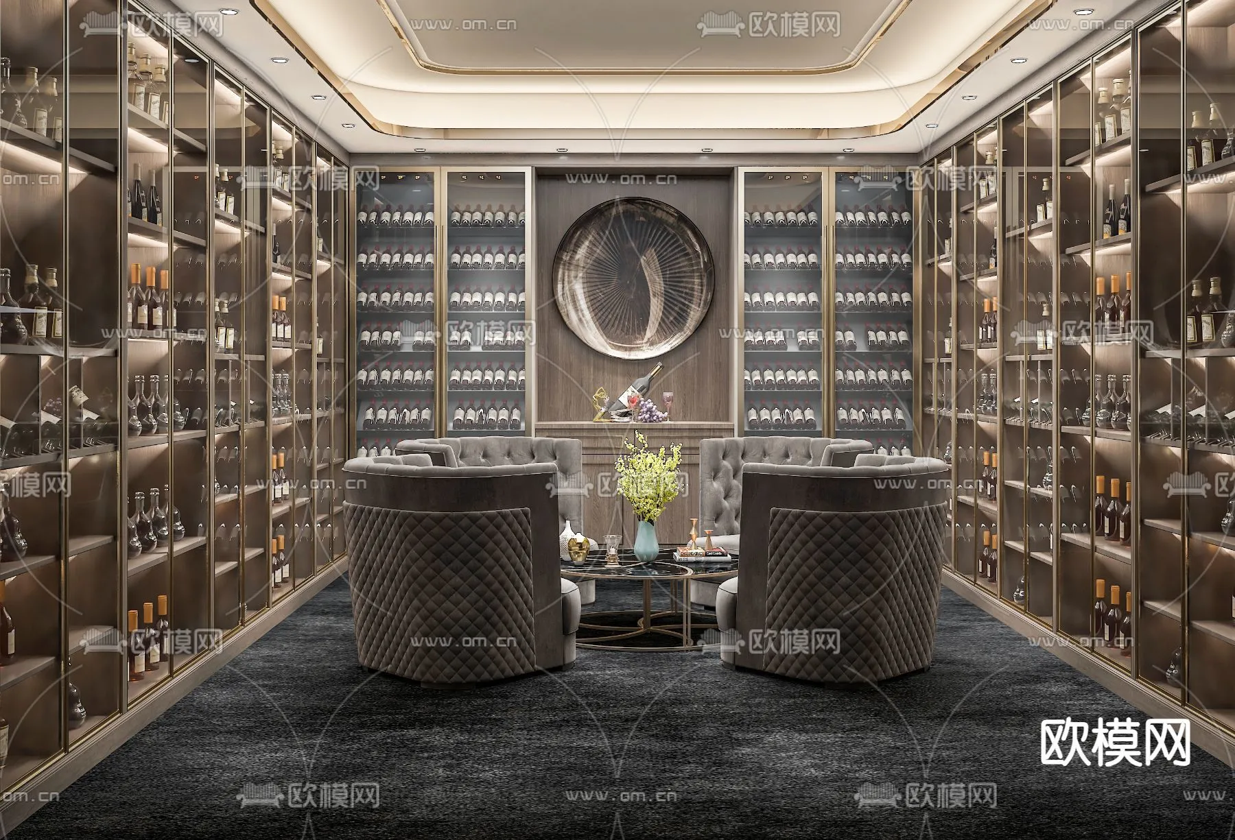 Wine Cellar 3D Model – Wine Cabinet – 057 – VRAY Render