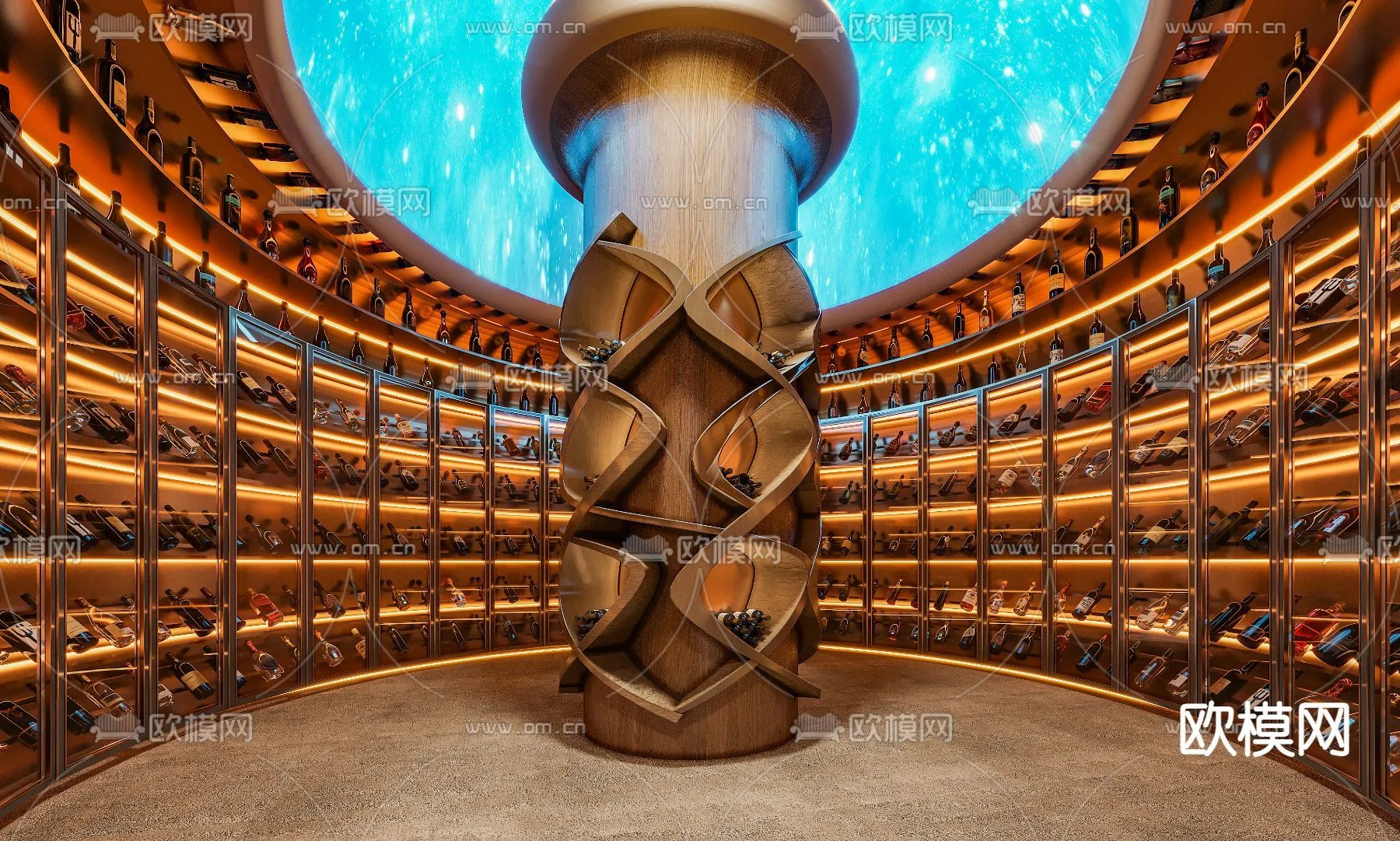 Wine Cellar 3D Model – Wine Cabinet – 058 – CORONA Render