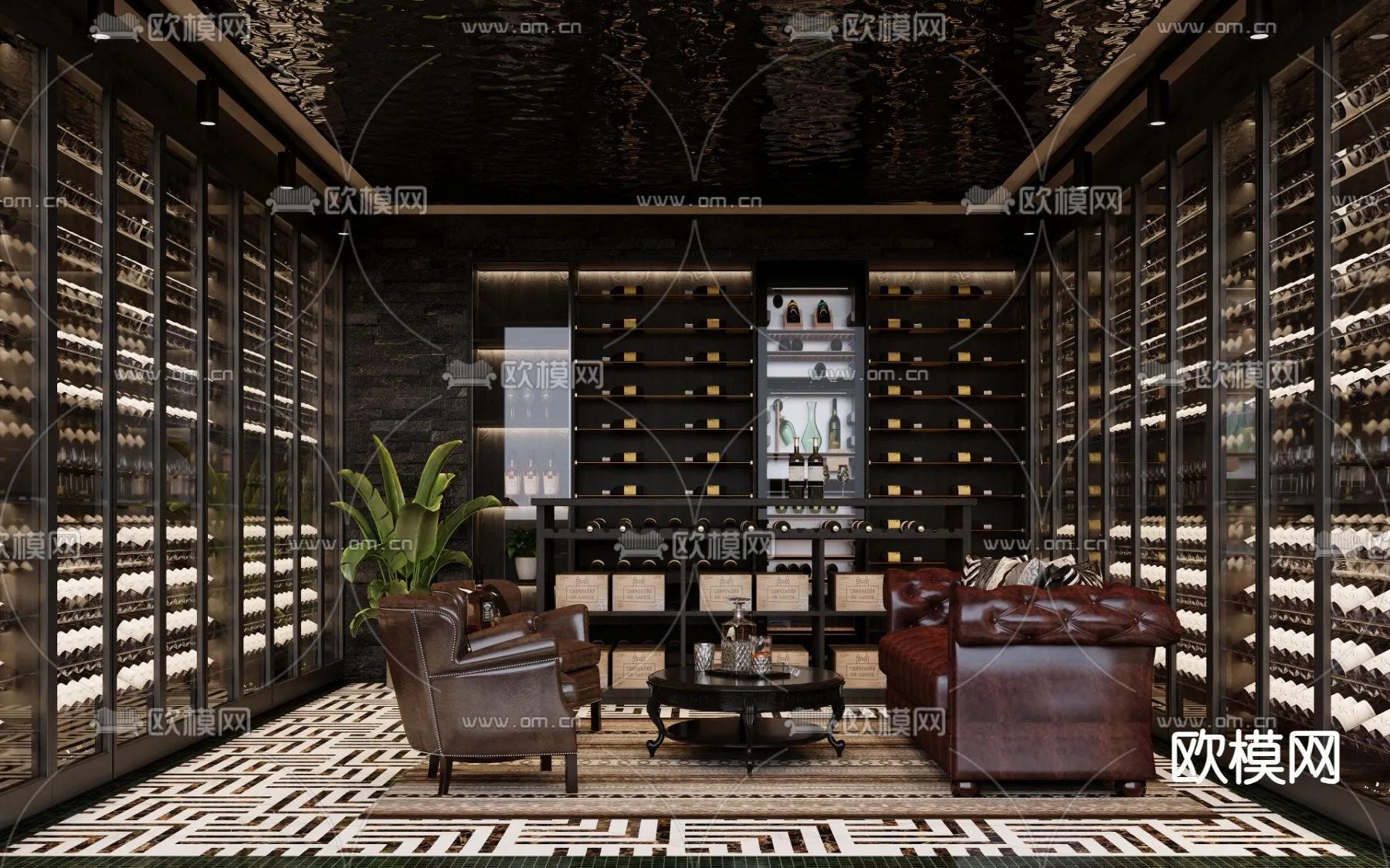 Wine Cellar 3D Model – Wine Cabinet – 061 – CORONA Render
