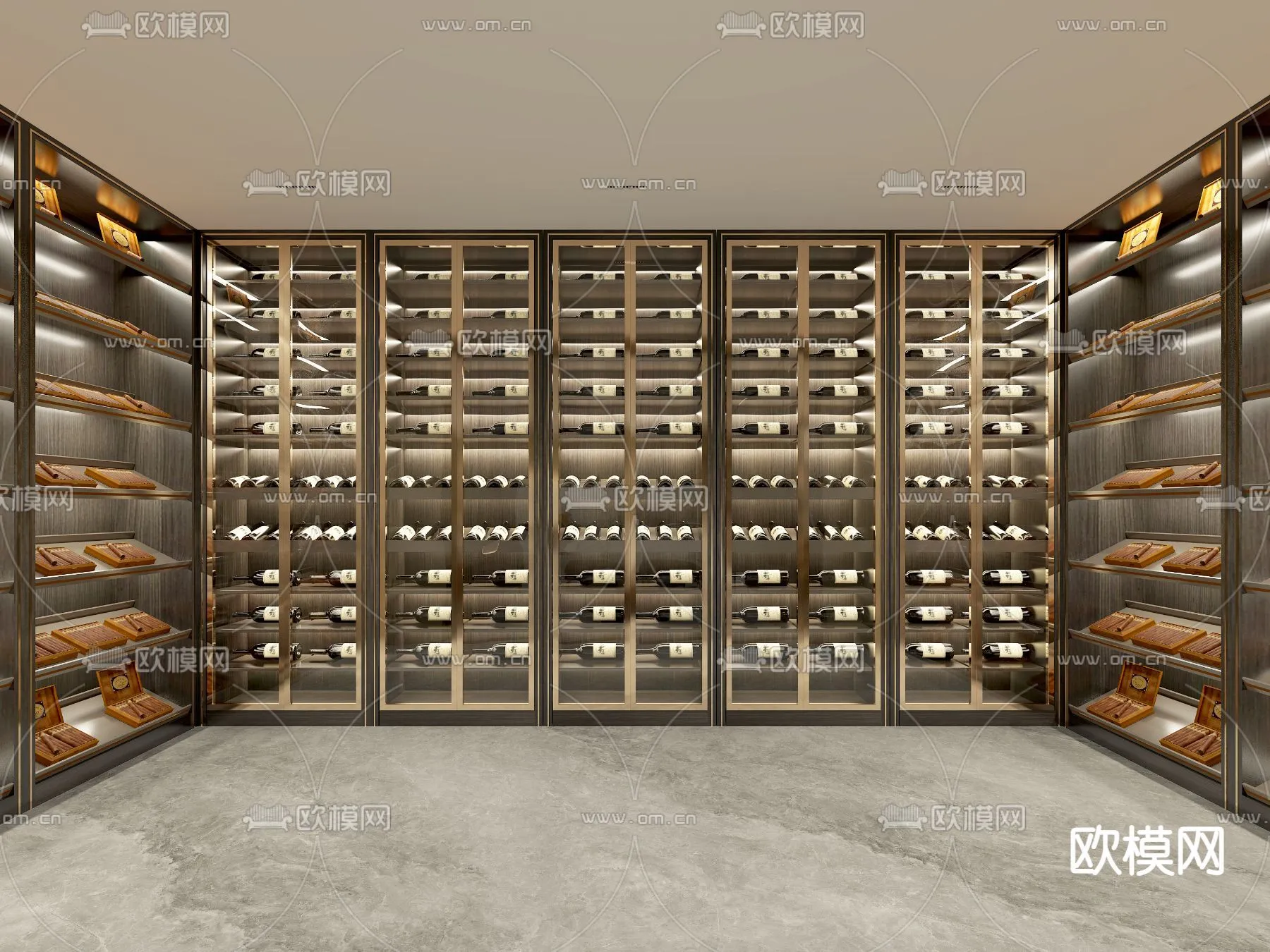 Wine Cellar 3D Model – Wine Cabinet – 063 – VRAY Render
