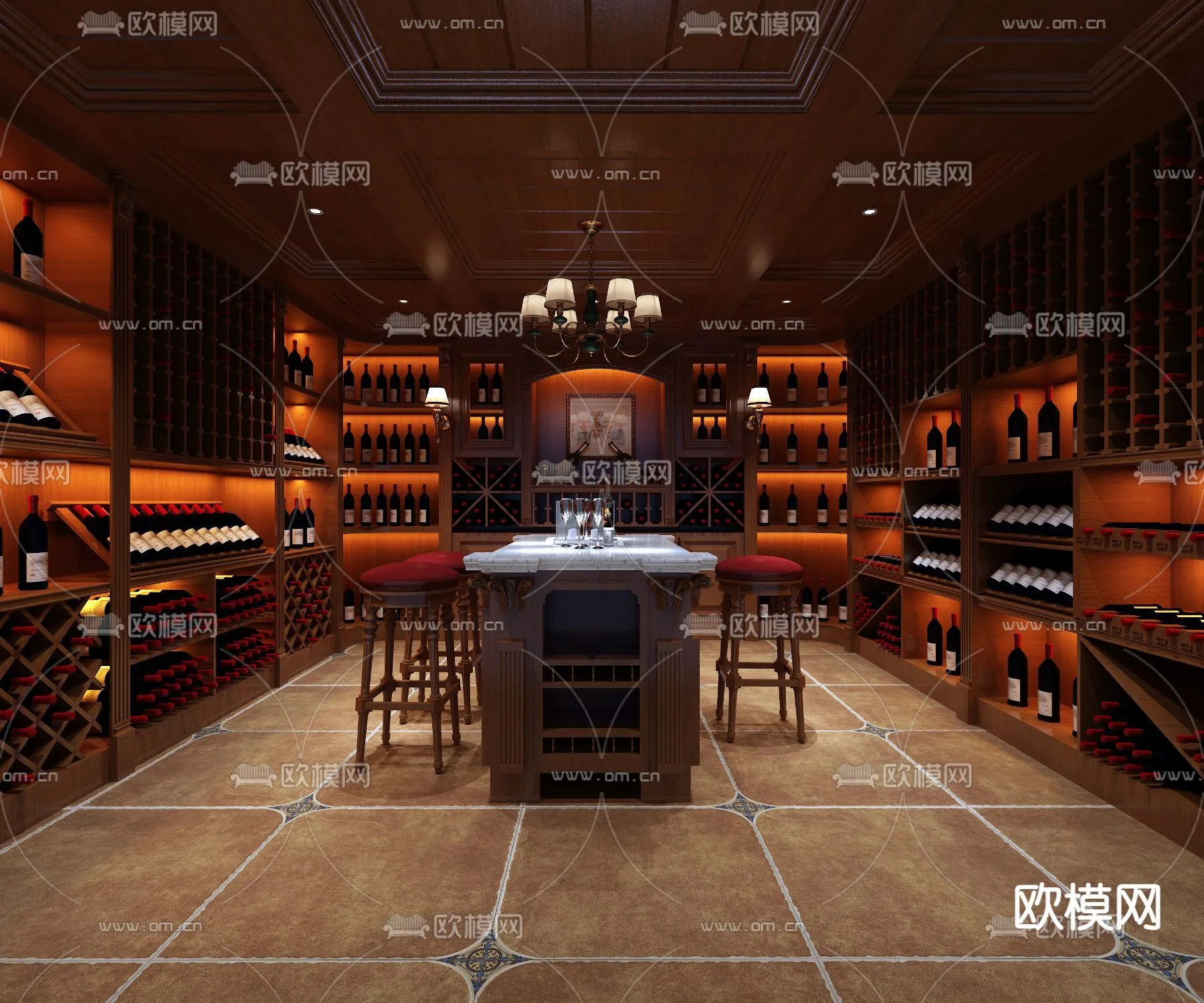 Wine Cellar 3D Model – Wine Cabinet – 064 – VRAY Render