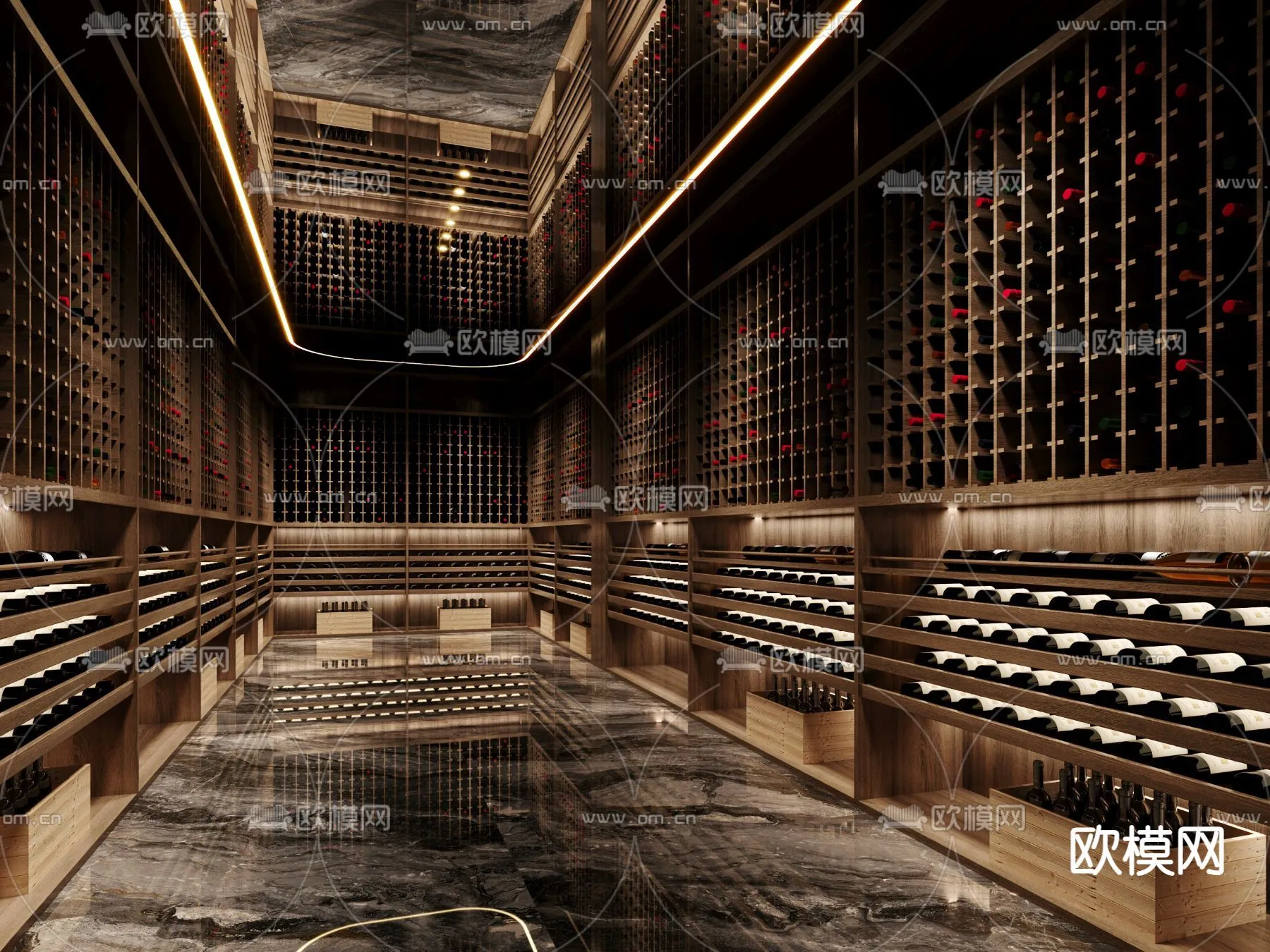 Wine Cellar 3D Model – Wine Cabinet – 066 – CORONA Render