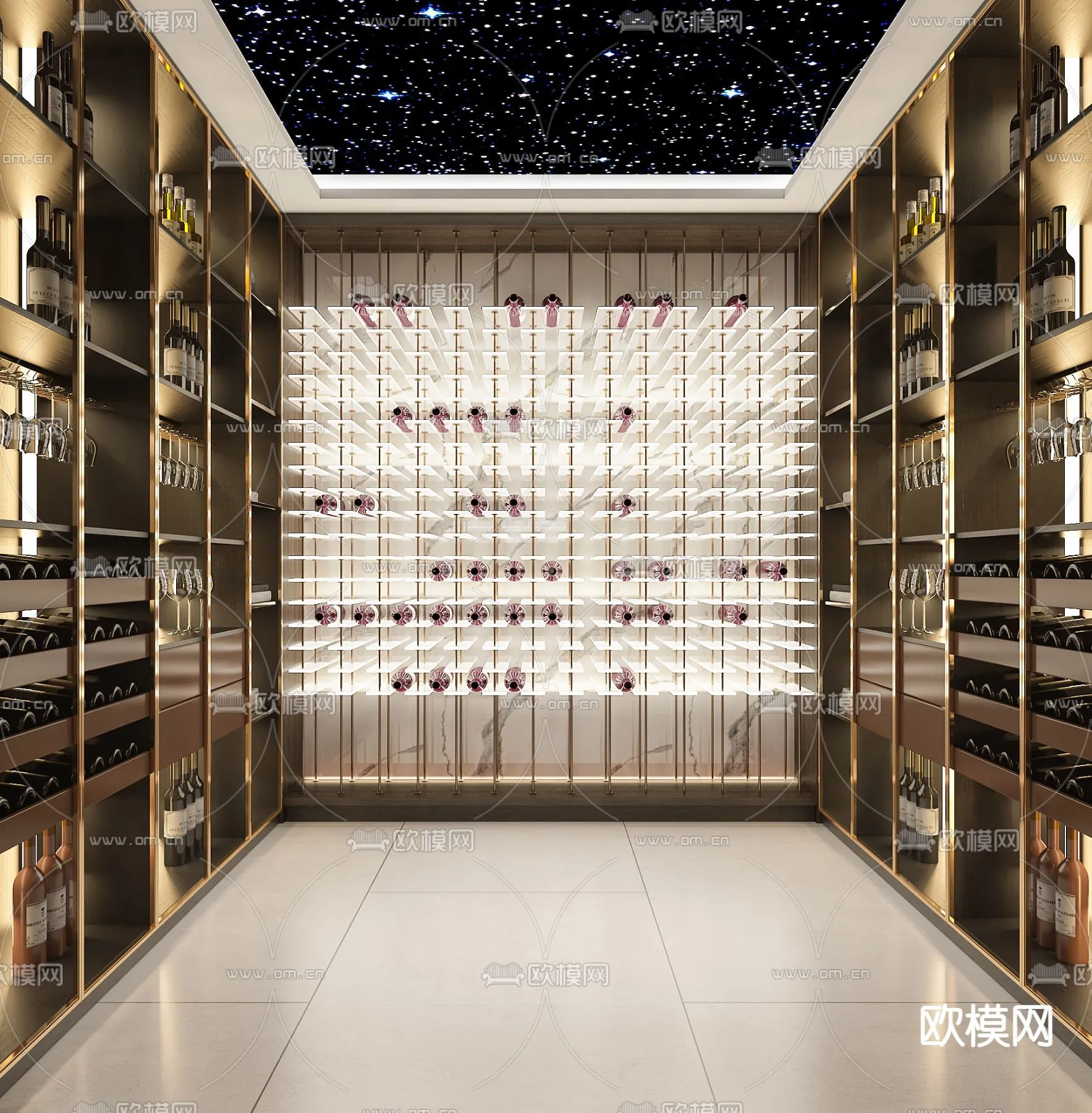 Wine Cellar 3D Model – Wine Cabinet – 067 – VRAY Render