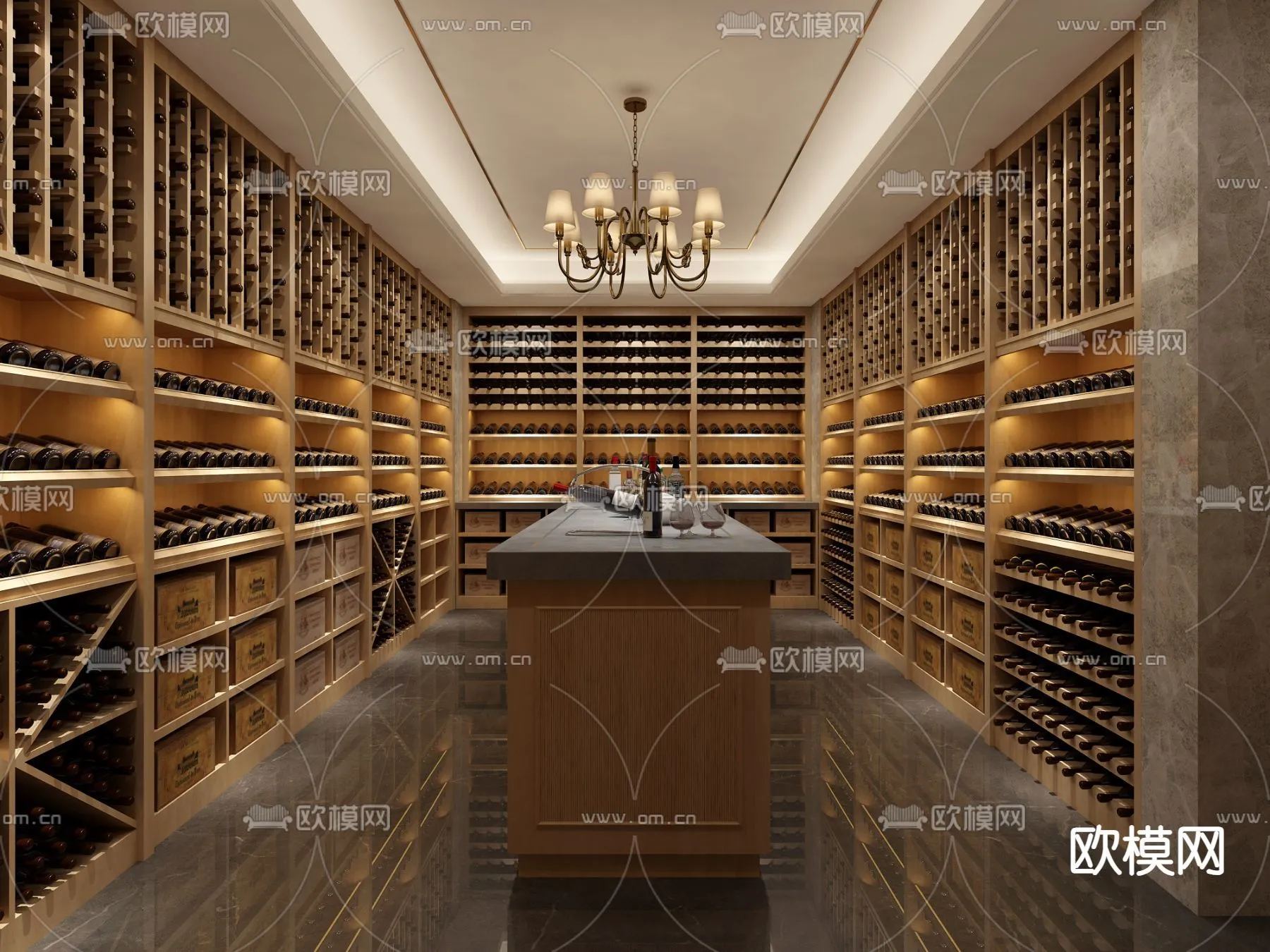 Wine Cellar 3D Model – Wine Cabinet – 068 – VRAY Render