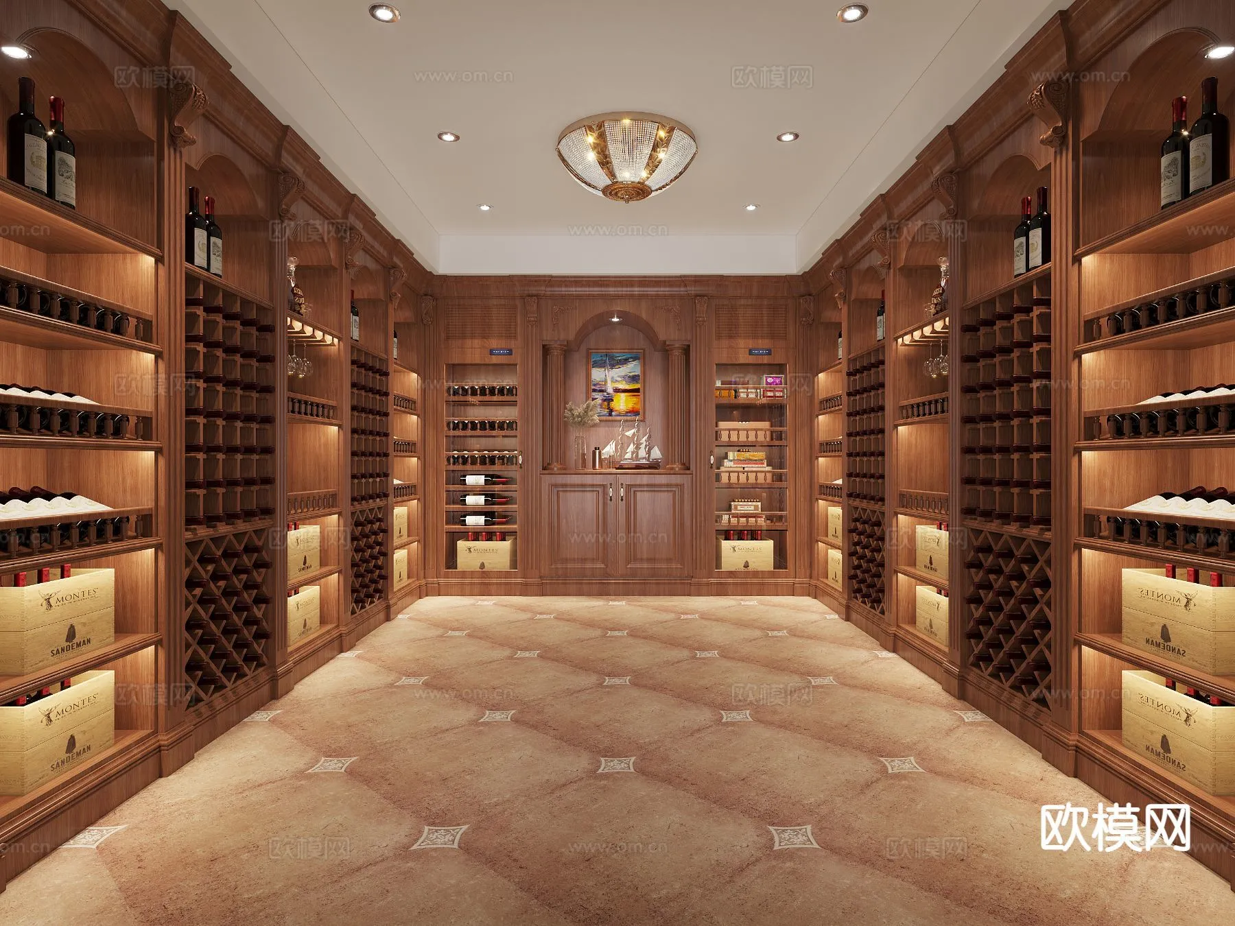 Wine Cellar 3D Model – Wine Cabinet – 069 – CORONA Render