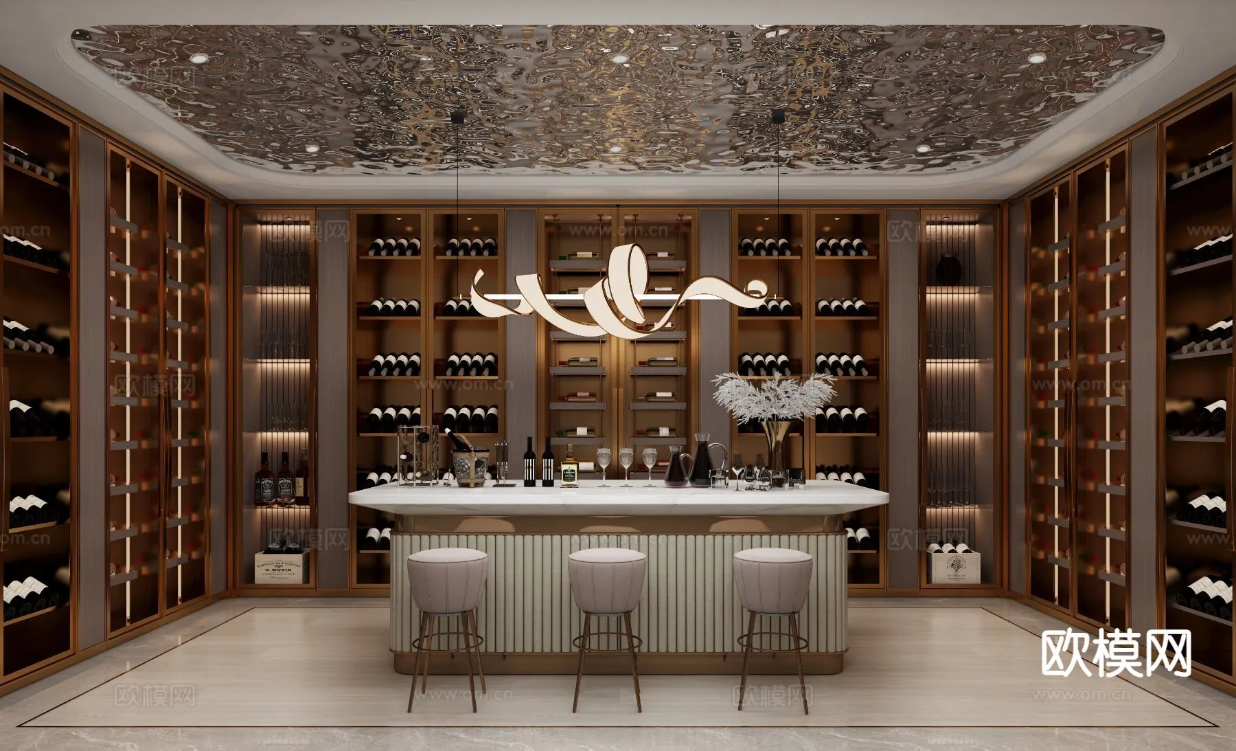 Wine Cellar 3D Model – Wine Cabinet – 070 – VRAY Render