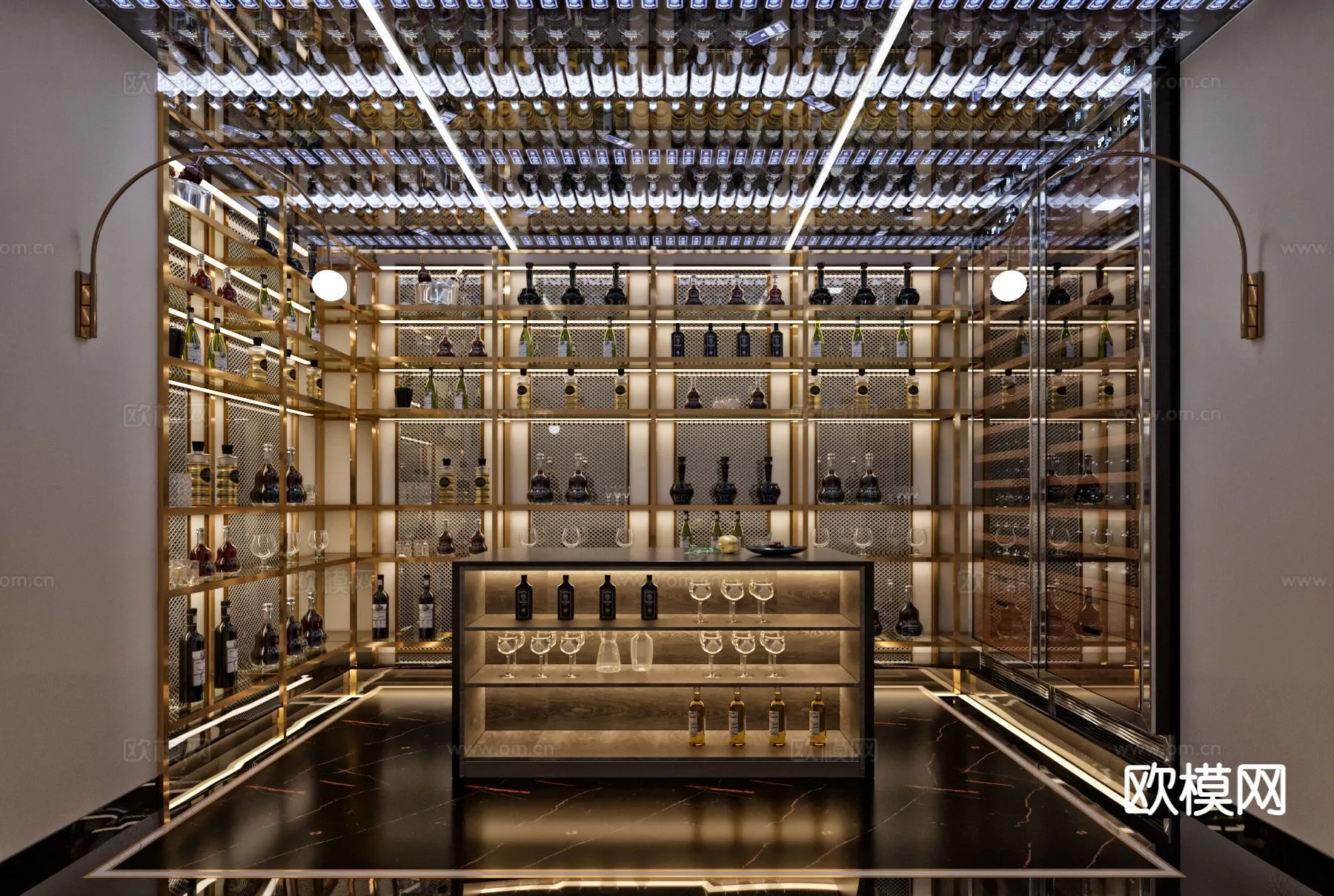 Wine Cellar 3D Model – Wine Cabinet – 071 – CORONA Render