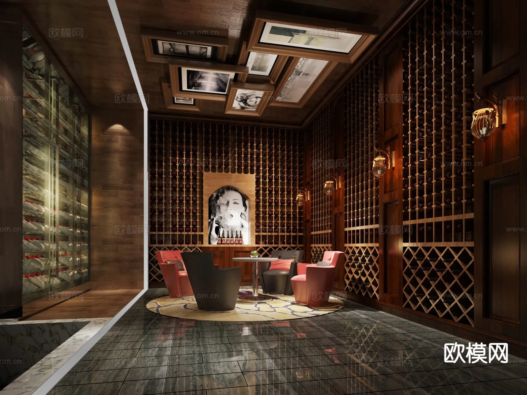 Wine Cellar 3D Model – Wine Cabinet – 072 – VRAY Render