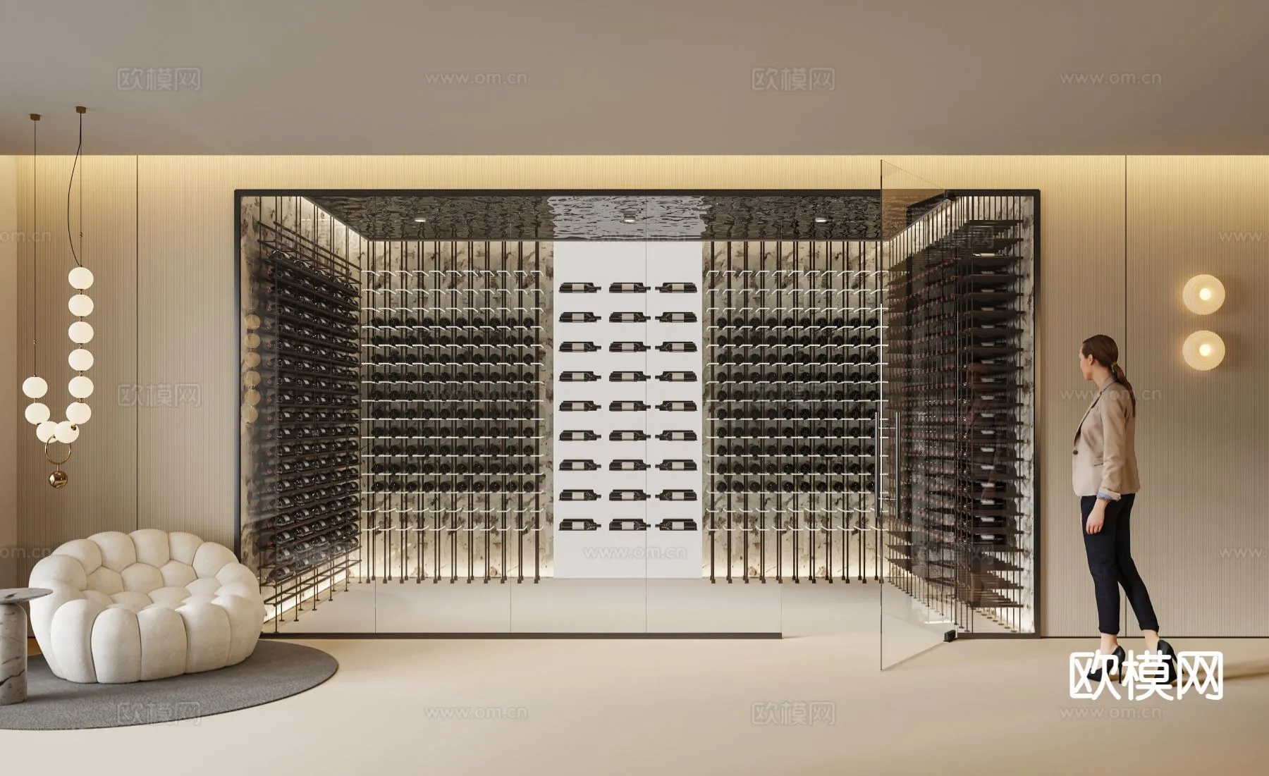 Wine Cellar 3D Model – Wine Cabinet – 073 – VRAY Render