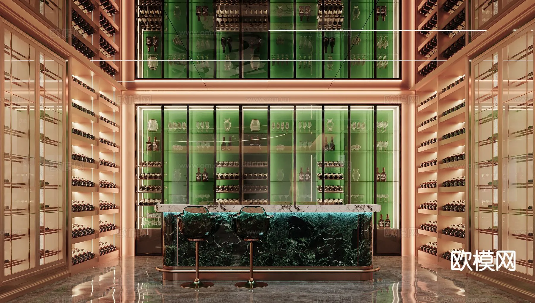 Wine Cellar 3D Model – Wine Cabinet – 074 – CORONA Render