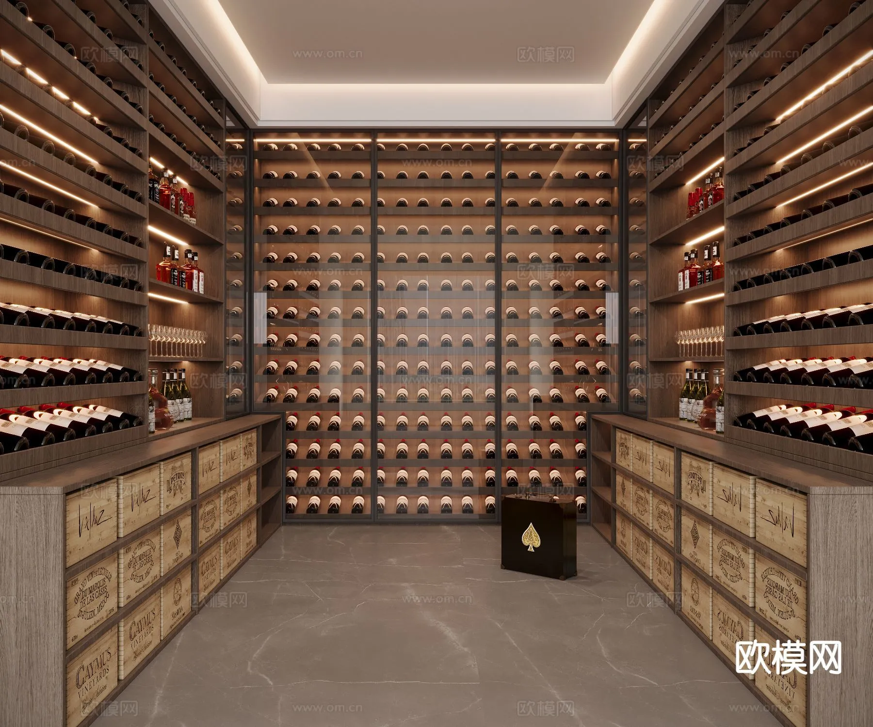Wine Cellar 3D Model – Wine Cabinet – 075 – CORONA Render