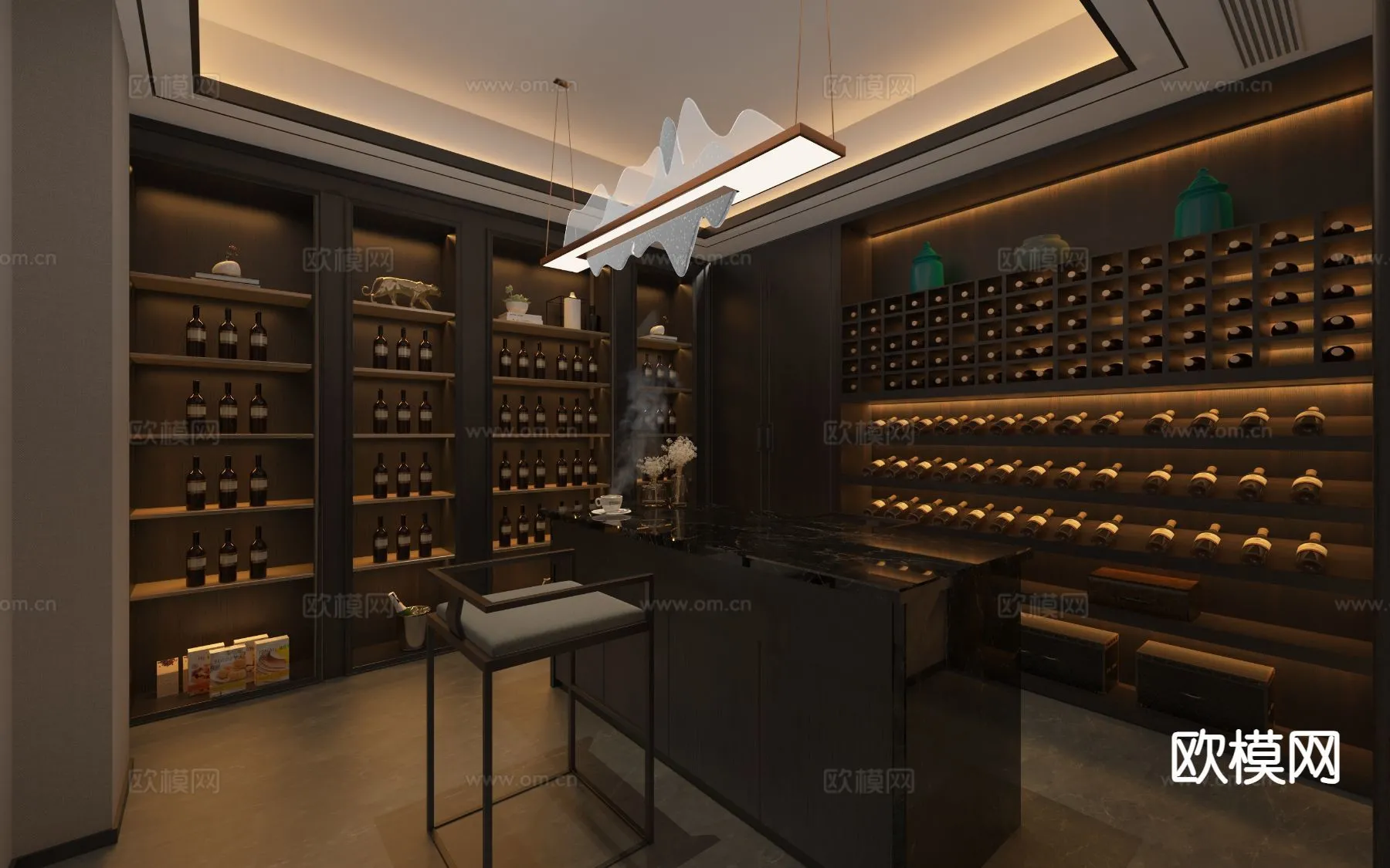 Wine Cellar 3D Model – Wine Cabinet – 076 – VRAY Render