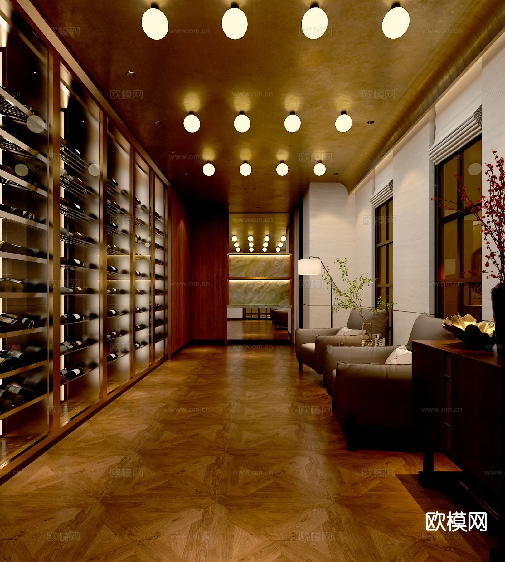 Wine Cellar 3D Model – Wine Cabinet – 077 – VRAY Render