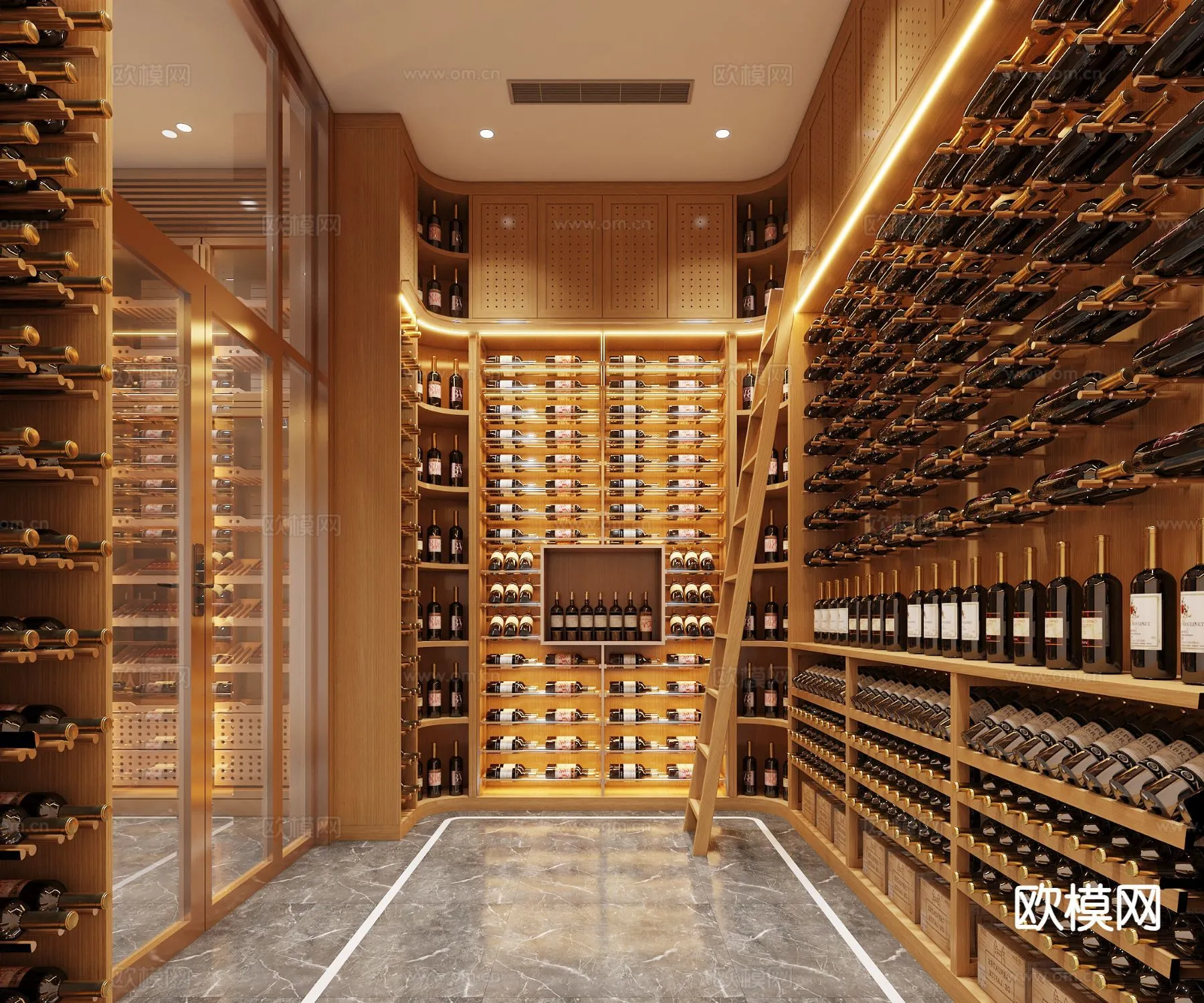 Wine Cellar 3D Model – Wine Cabinet – 078 – VRAY Render