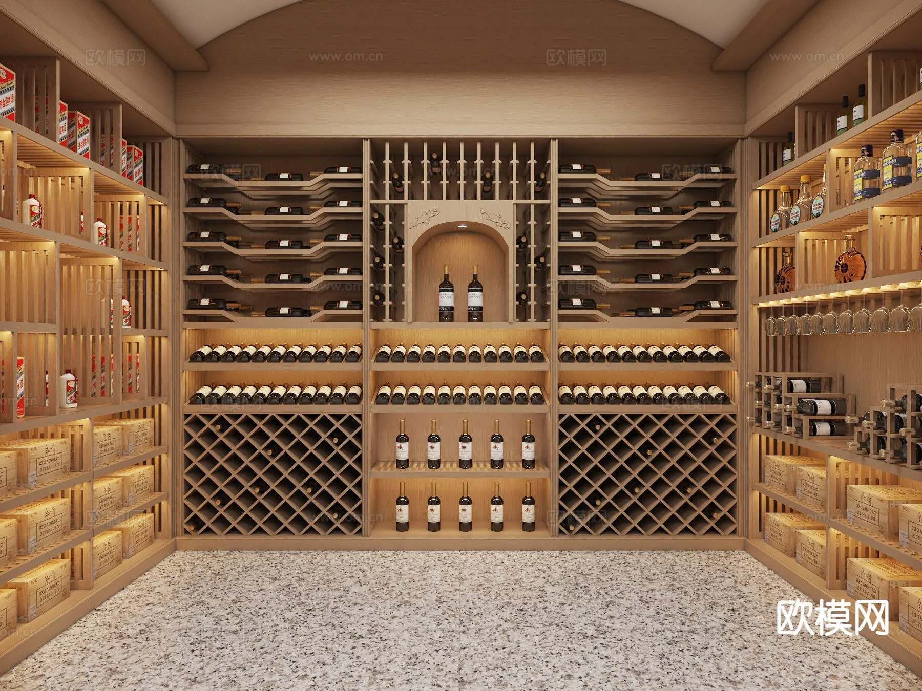 Wine Cellar 3D Model – Wine Cabinet – 079 – VRAY Render