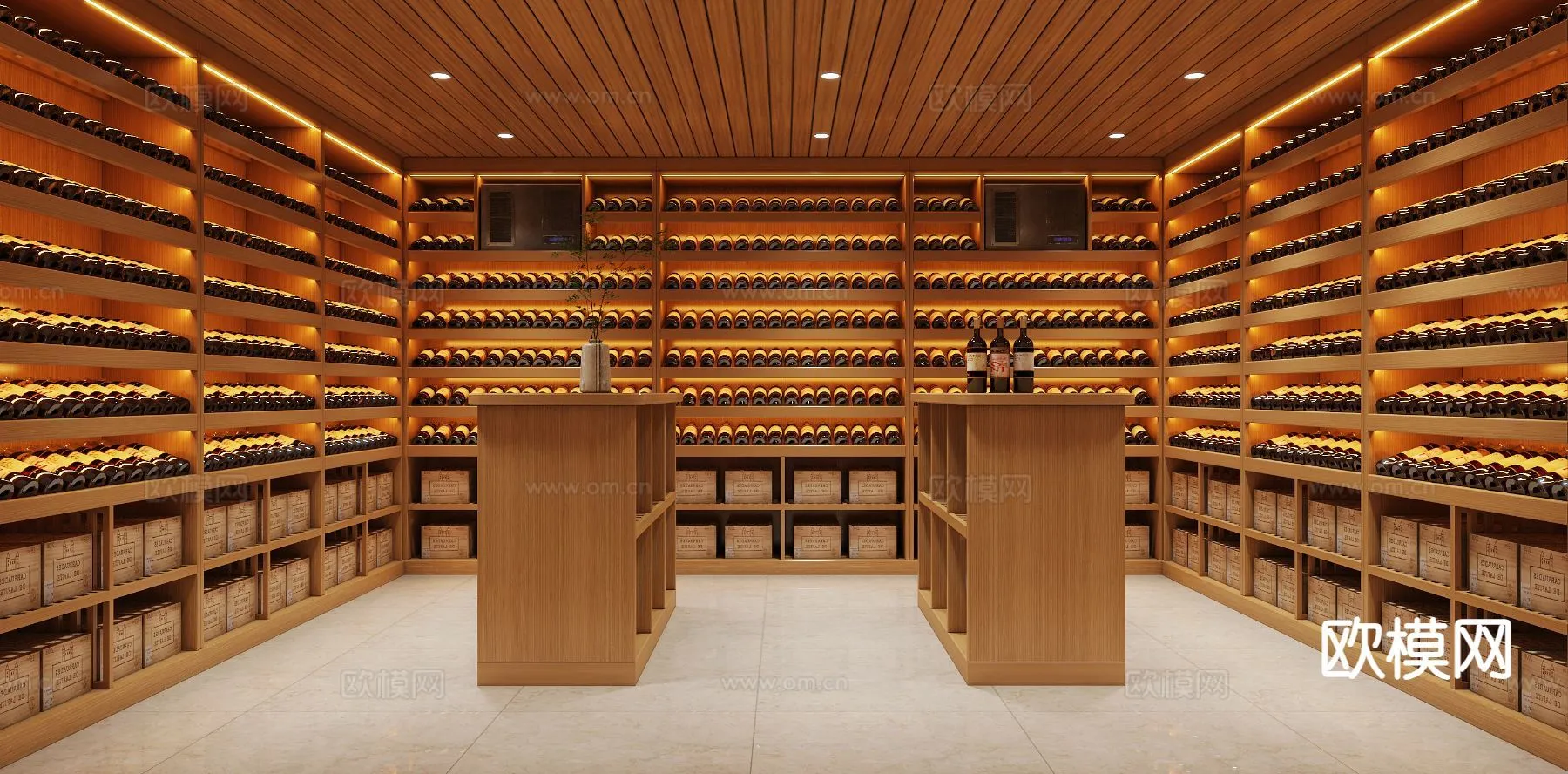 Wine Cellar 3D Model – Wine Cabinet – 080 – VRAY Render