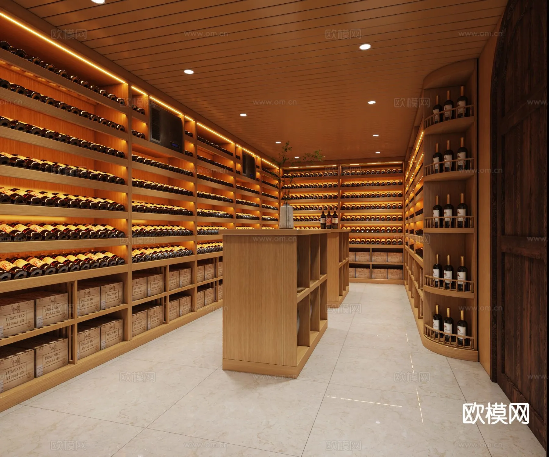 Wine Cellar 3D Model – Wine Cabinet – 081 – VRAY Render