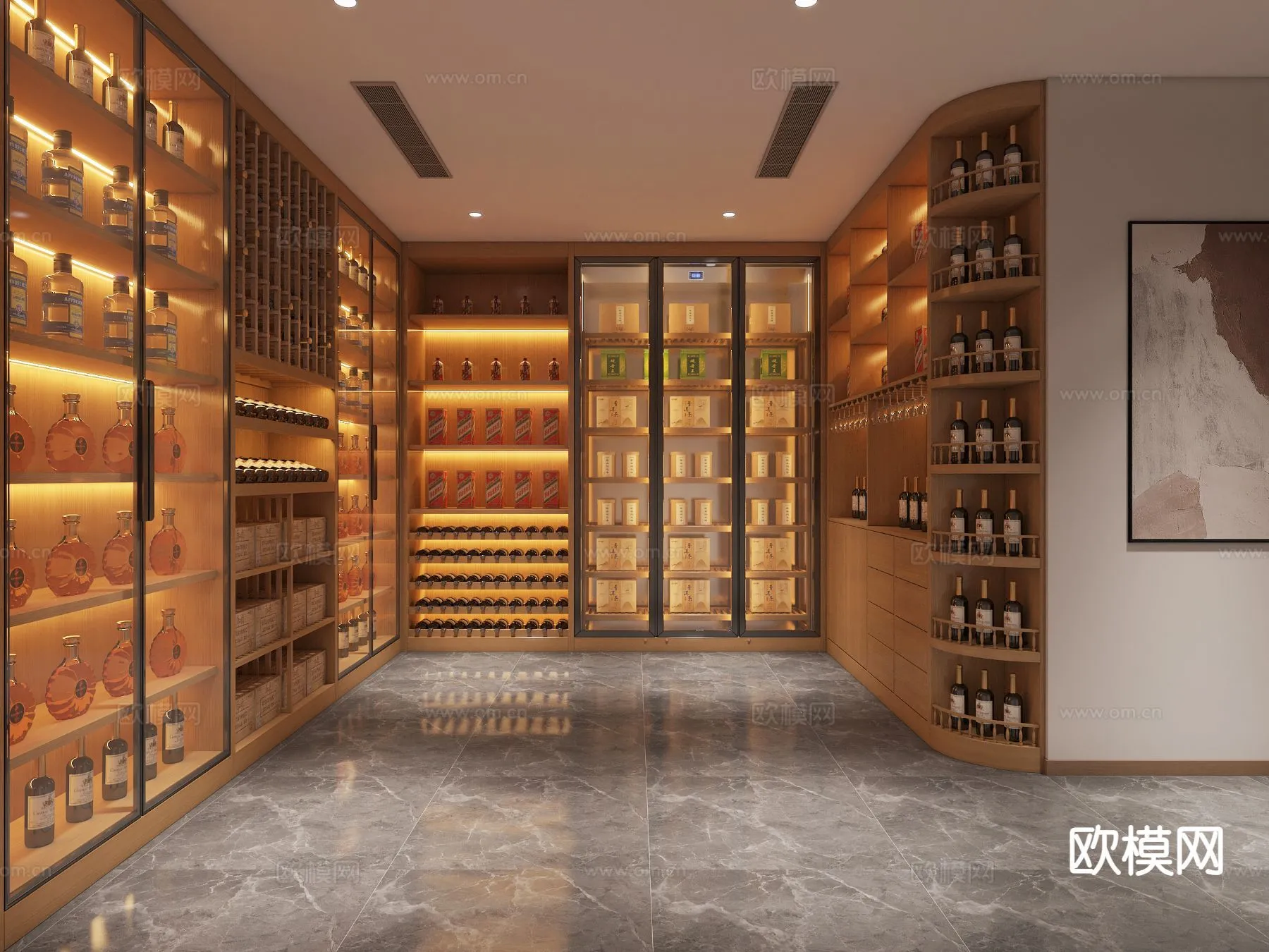 Wine Cellar 3D Model – Wine Cabinet – 084 – VRAY Render