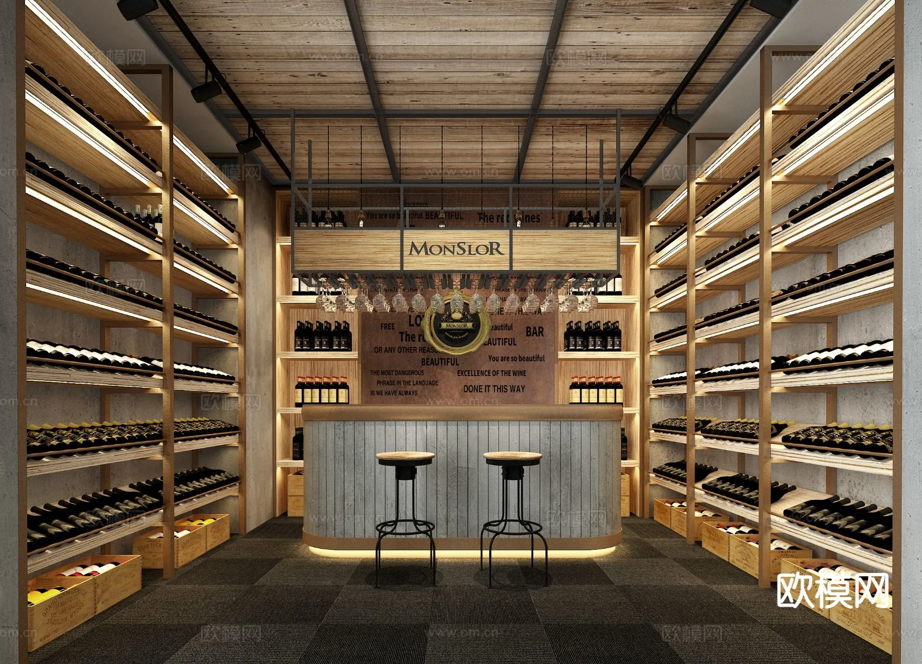 Wine Cellar 3D Model – Wine Cabinet – 086 – VRAY Render