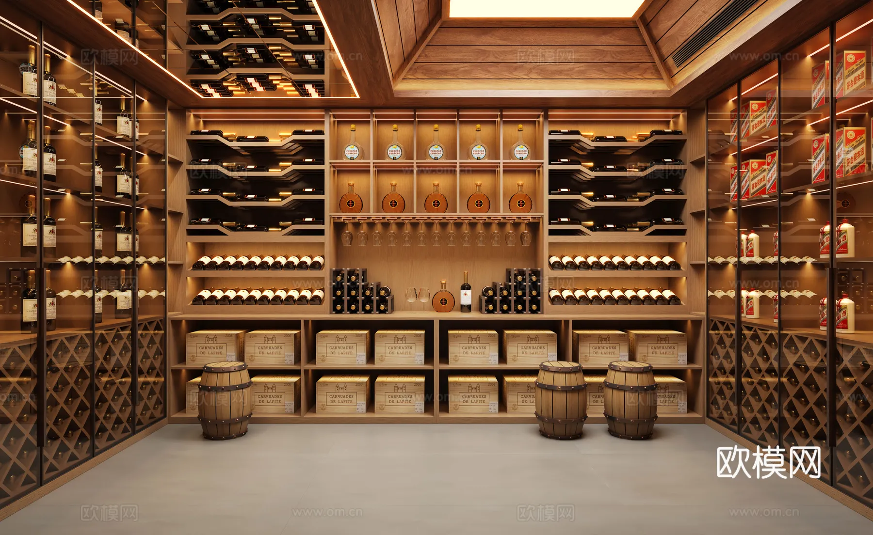 Wine Cellar 3D Model – Wine Cabinet – 087 – VRAY Render