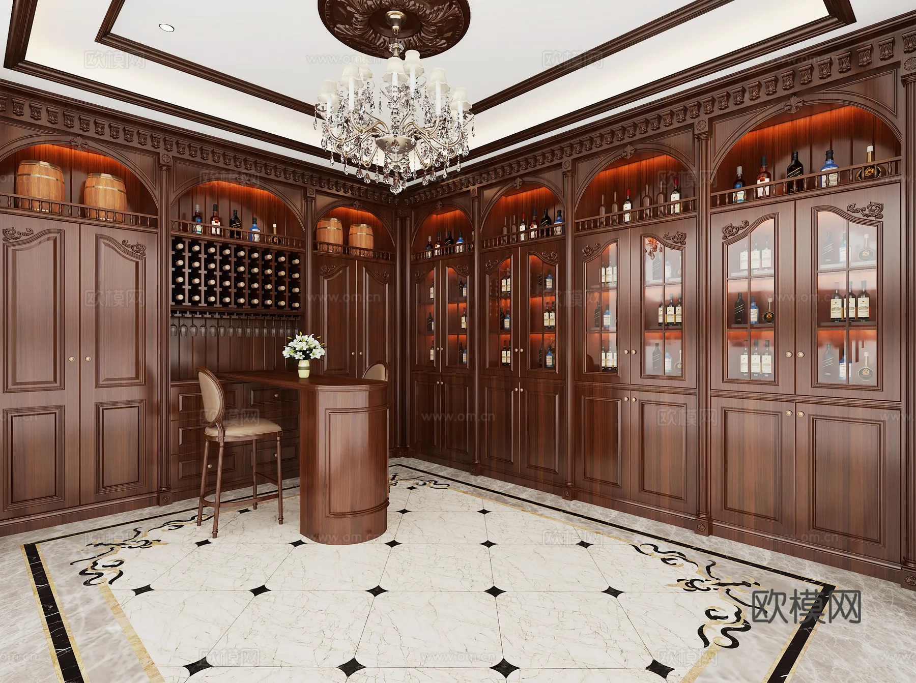 Wine Cellar 3D Model – Wine Cabinet – 093 – VRAY Render