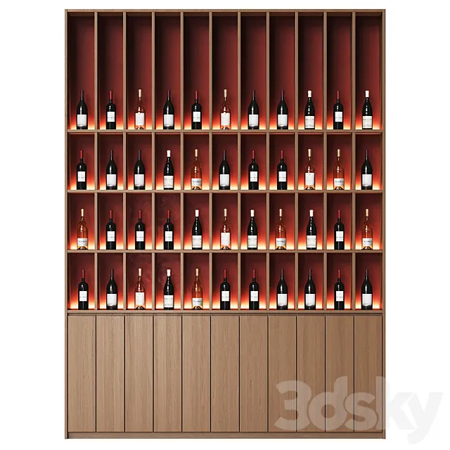 Wine cellar by the wall for the restaurant 3D Model
