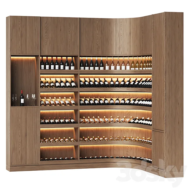 Wine library for a home wine cellar or restaurant 3D Model