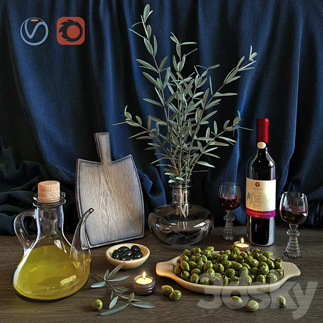 Wine & Olive Set 3DModel