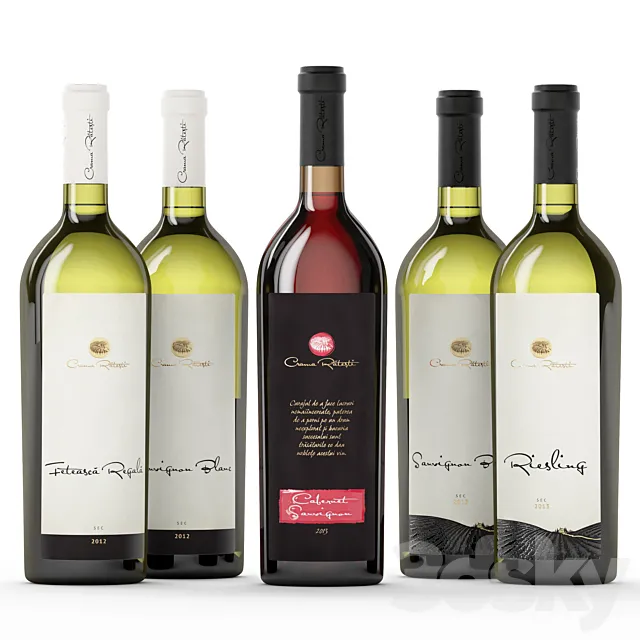 WINE Red and White bottles 3DModel