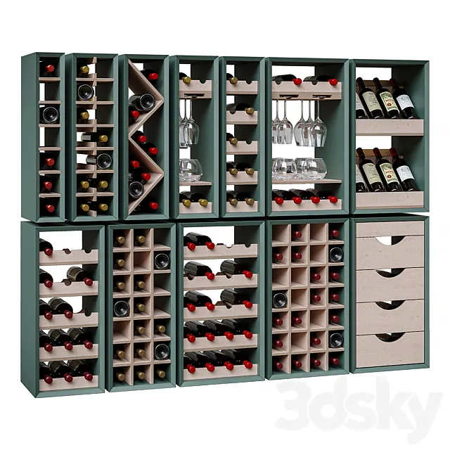 Wine sections for kitchen sets. 3D Model Wine sections for kitchen sets. 3D Model